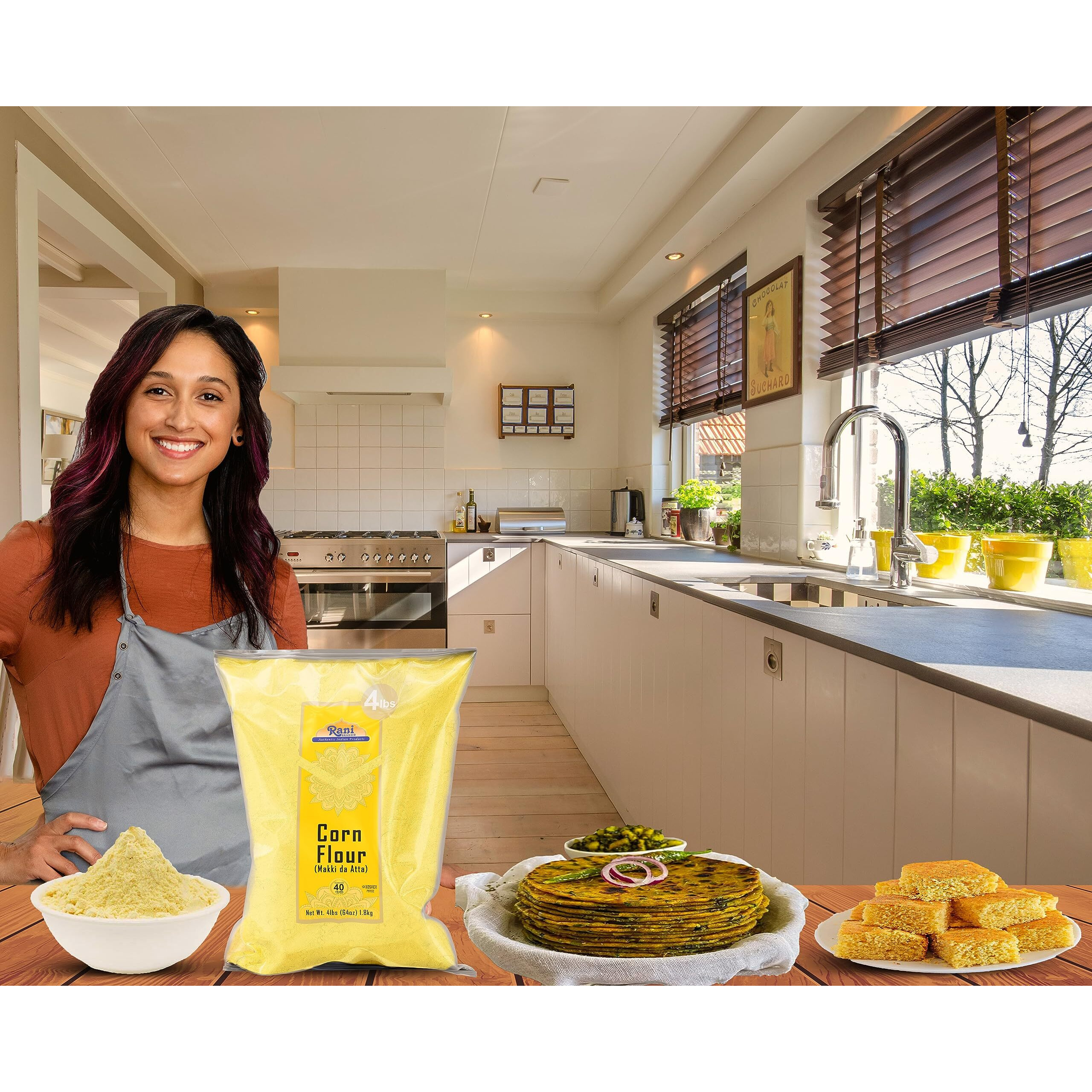 Rani Corn Flour (Makki ka Atta) 64oz (4lbs) 1.81kg Bulk ~ All Natural, Vegan, Gluten Friendly, NON-GMO, Kosher, Indian Origin