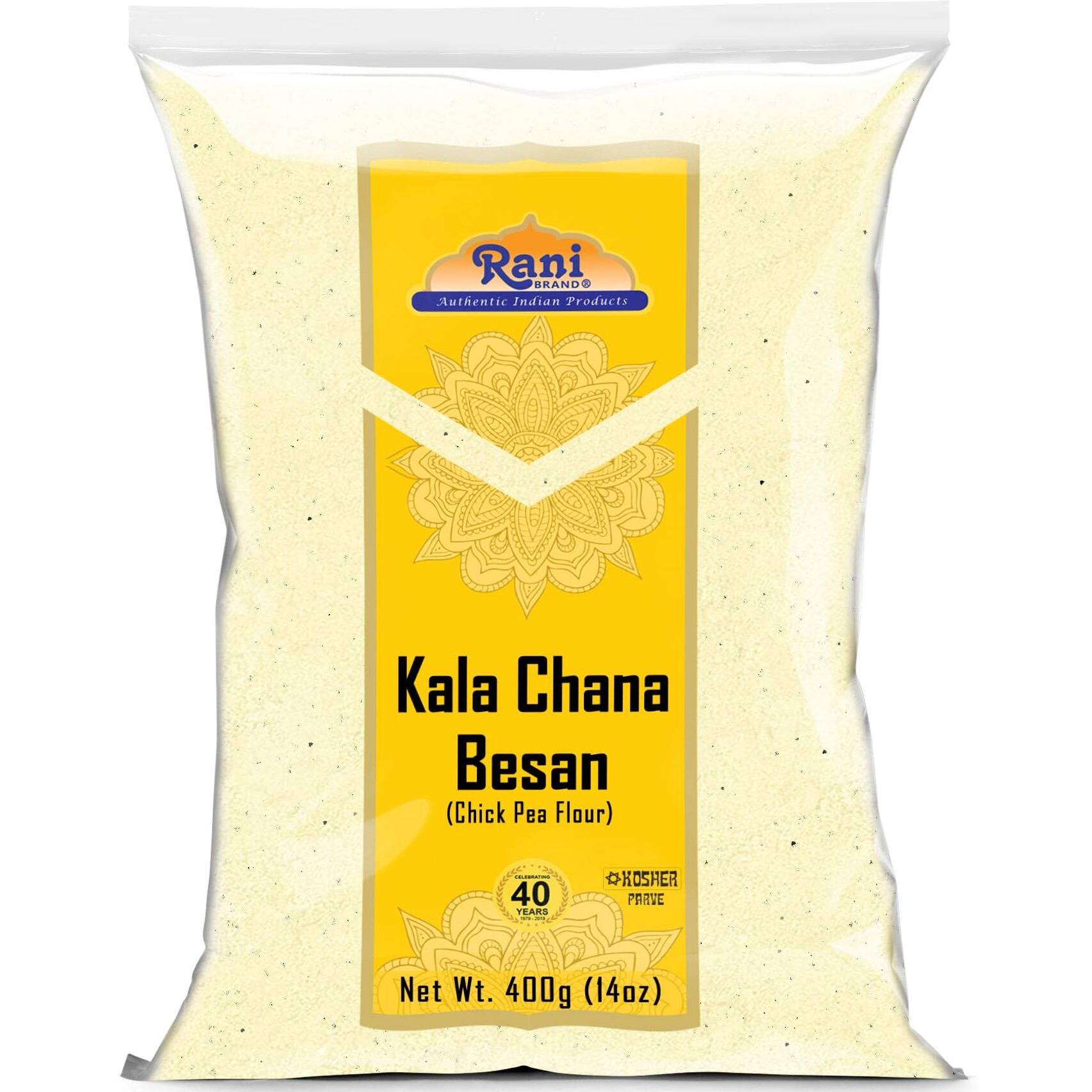 Rani Kala Chana Besan (Chick Peas Flour) 14oz (400g) ~ All Natural, Vegan, Gluten Friendly, NON-GMO, Kosher, Indian Origin