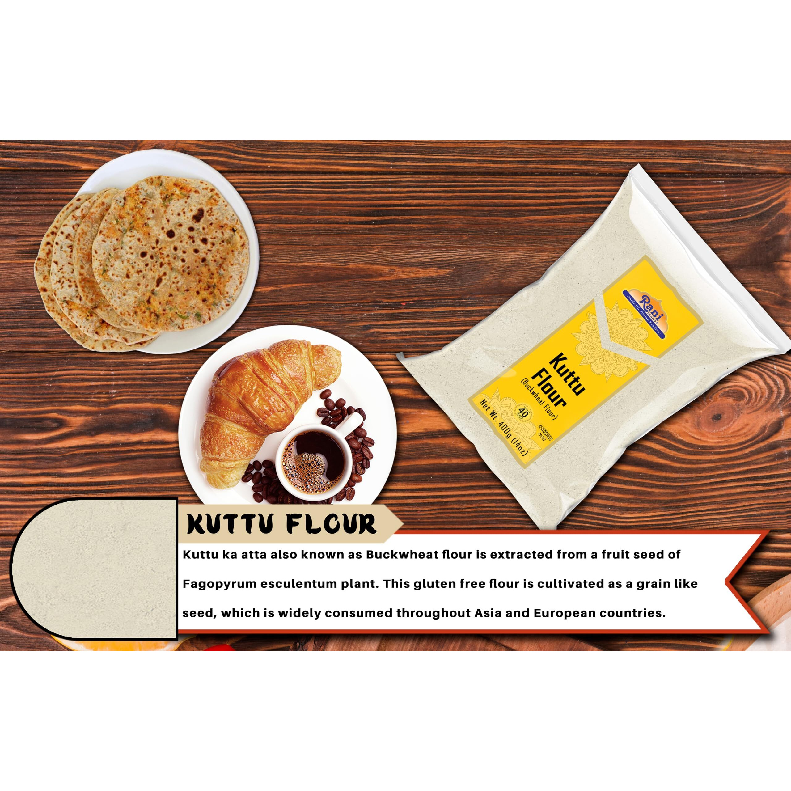 Rani Kuttu (Buckwheat) Flour 14oz (400g) ~ All Natural, Gluten Friendly, NON-GMO, Kosher, Vegan, Indian Origin