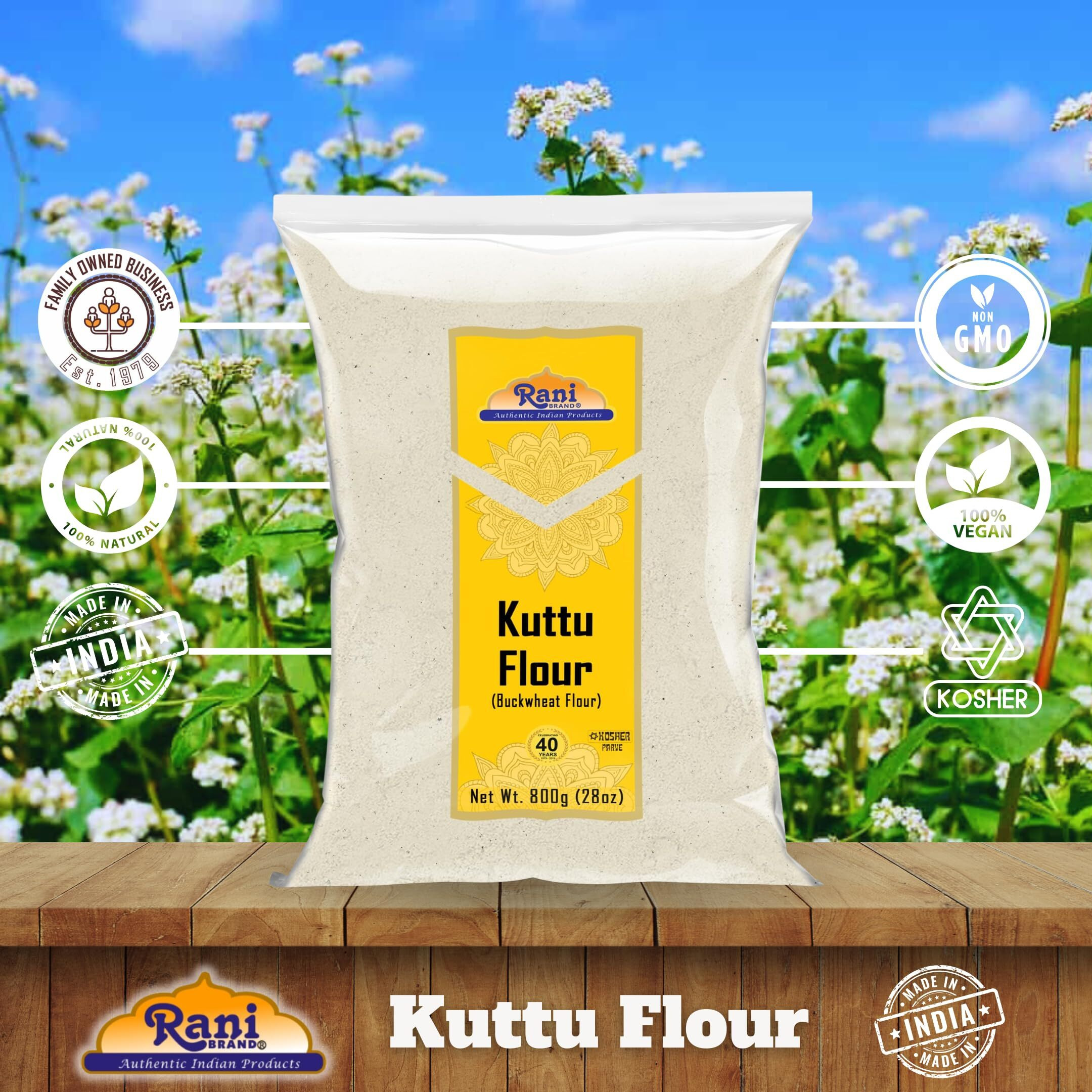 Rani Kuttu (Buckwheat) Flour 28oz (1.75lbs) 800g ~ All Natural, Gluten Friendly, NON-GMO, Kosher, Vegan, Indian Origin
