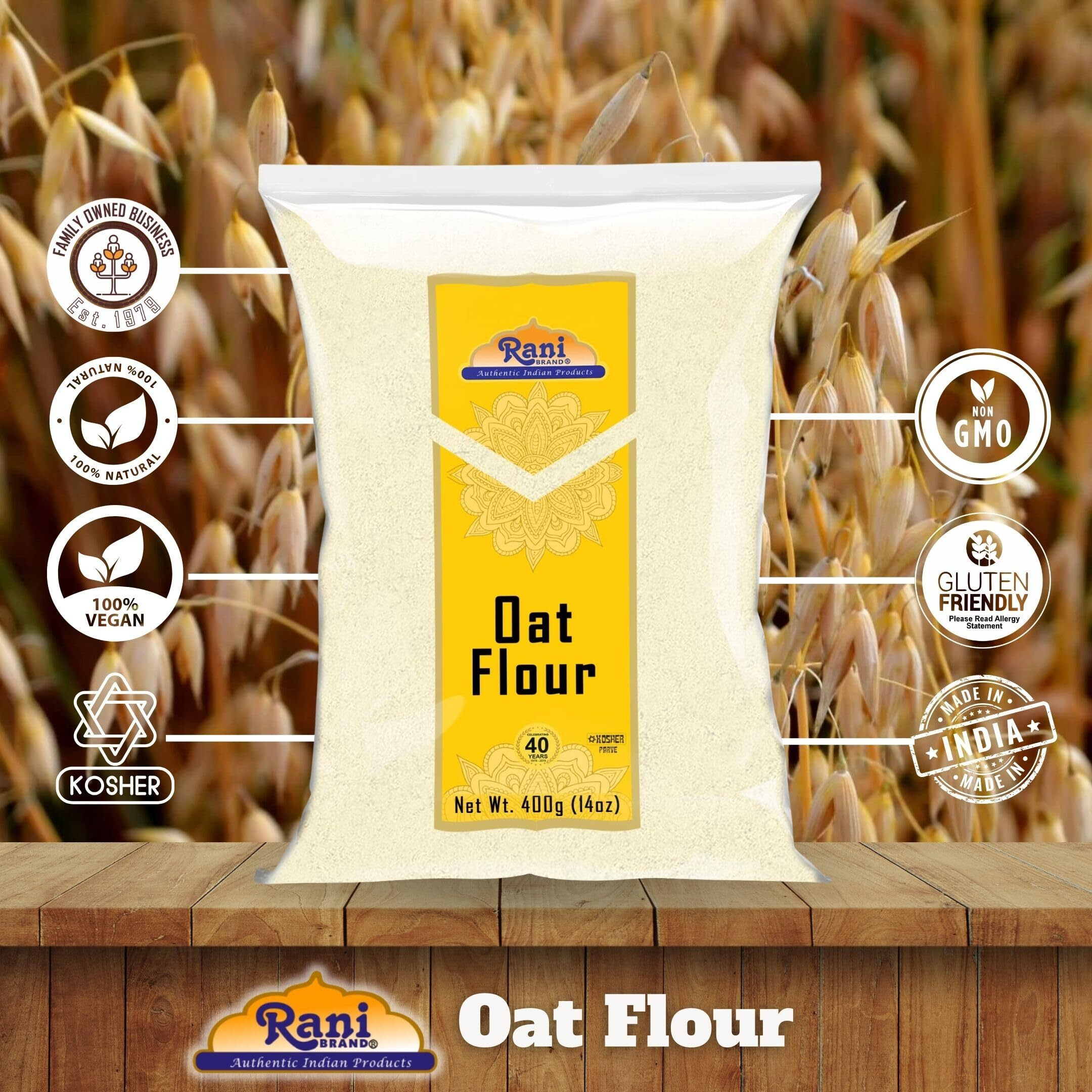 Rani Oat Flour 14oz (400g) ~ All Natural, Gluten Friendly, NON-GMO, Kosher, Vegan, Indian Origin