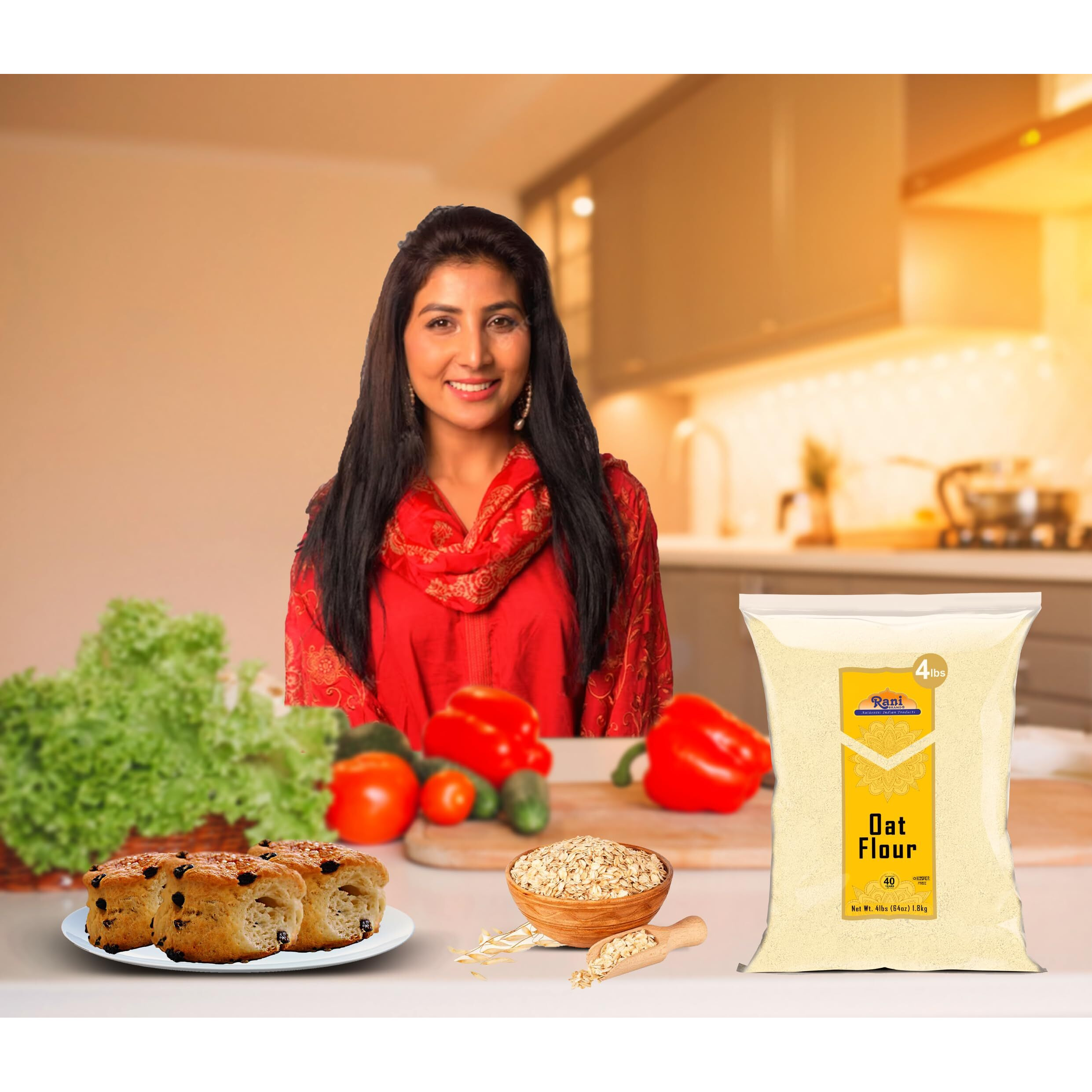Rani Oat Flour 64oz (4lbs) 1.81kg ~ All Natural, Gluten Friendly, NON-GMO, Kosher, Vegan, Indian Origin