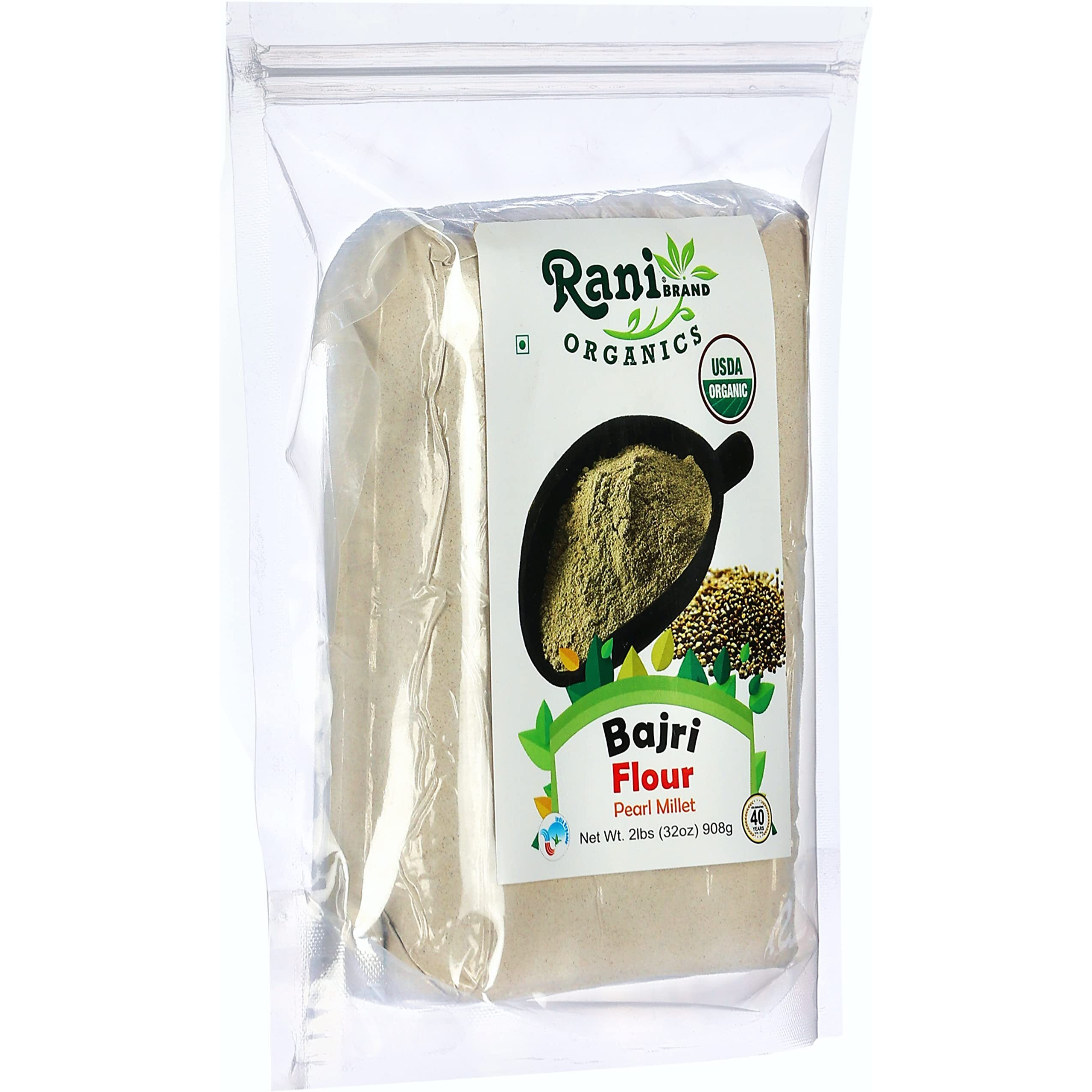Rani Organic Bajri Flour (Pearl Millet) 32oz (2lbs) 908g ~ All Natural, Vegan, Gluten Friendly, NON-GMO, Indian Origin, USDA Certified Organic