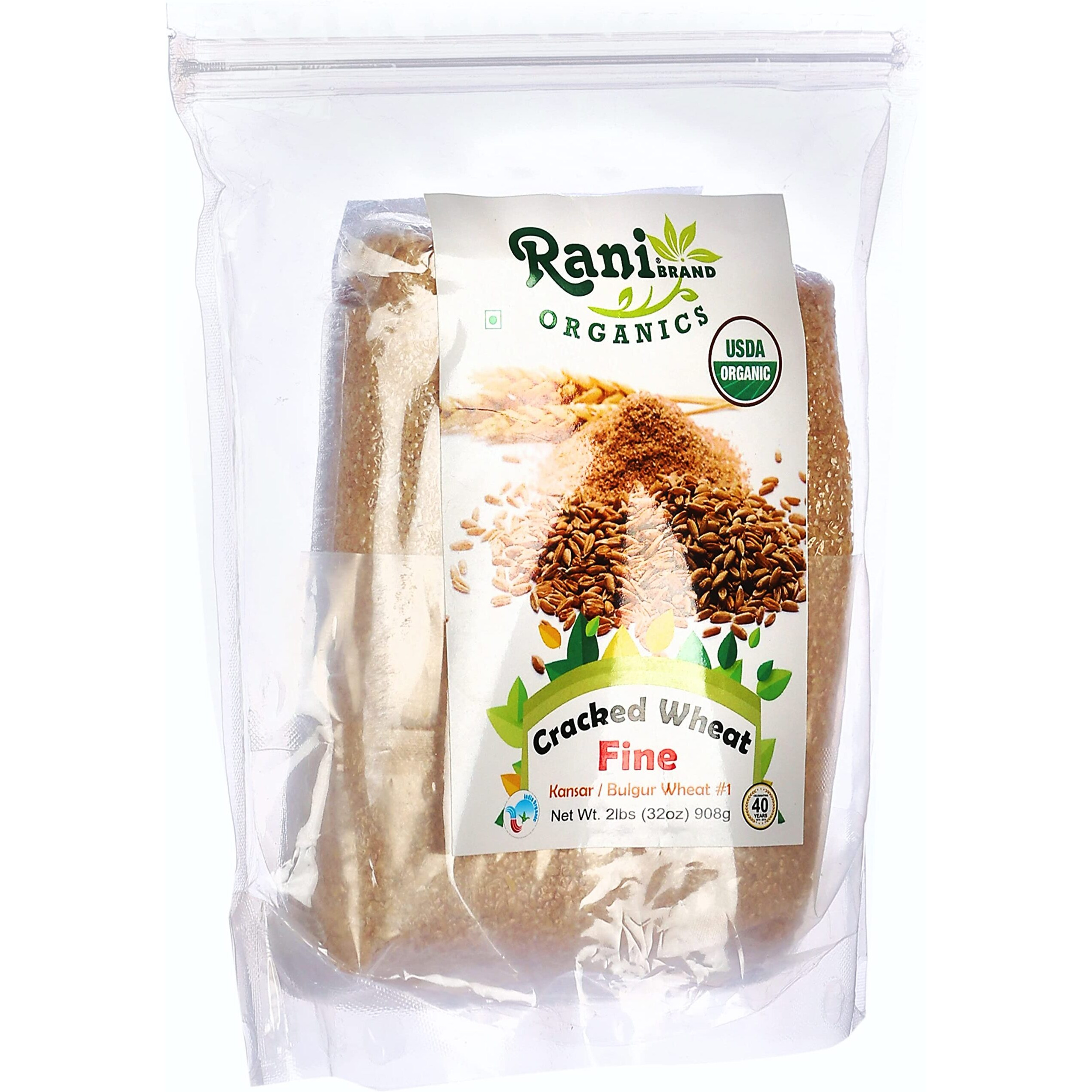 Rani Organic Cracked Wheat Fine (Kansar/Bulgur Wheat1) 32oz (2lbs) 908g ~ All Natural, Vegan, Gluten Friendly, NON-GMO, Indian Origin, USDA Certified Organic