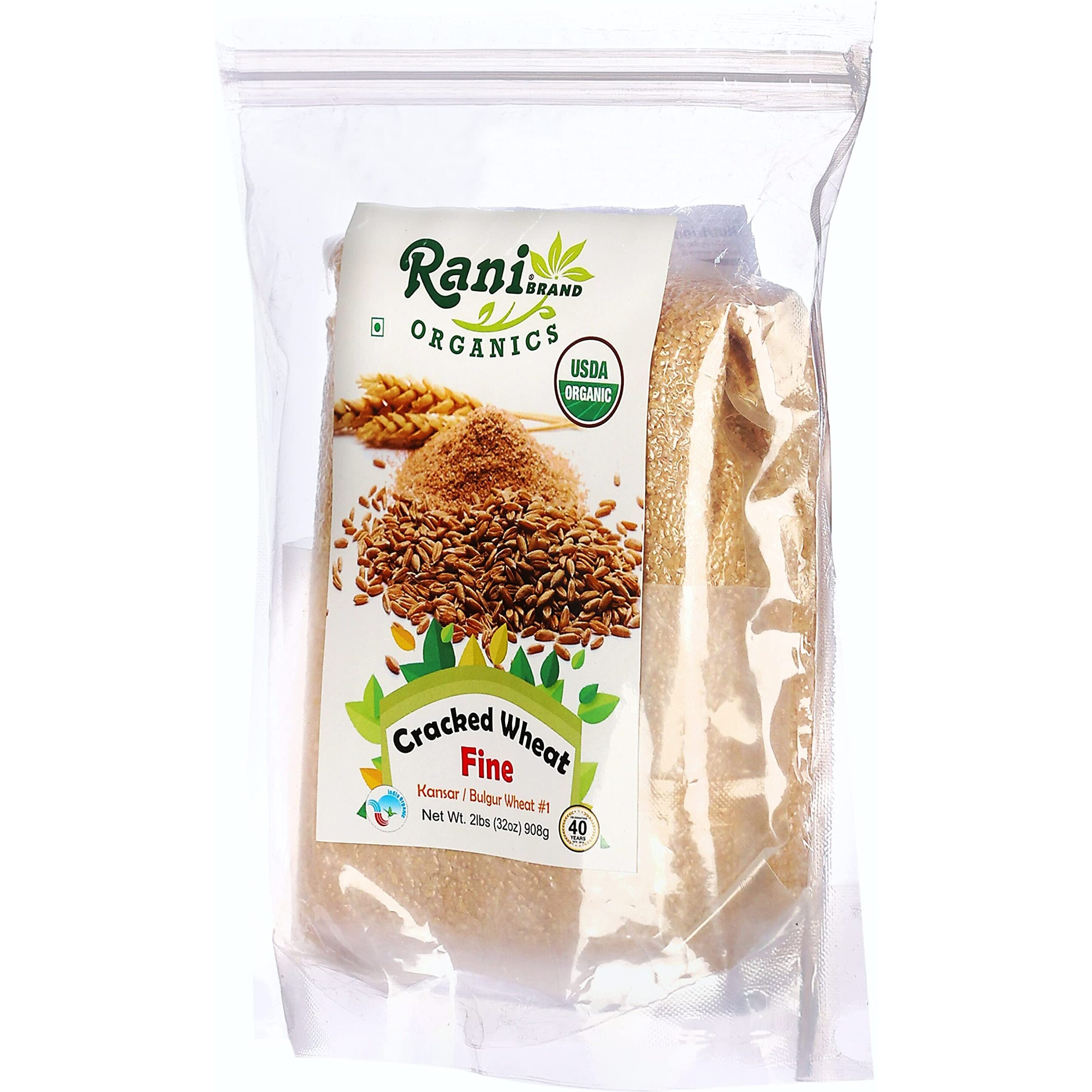 Rani Organic Cracked Wheat Fine (Kansar/Bulgur Wheat1) 32oz (2lbs) 908g ~ All Natural, Vegan, Gluten Friendly, NON-GMO, Indian Origin, USDA Certified Organic