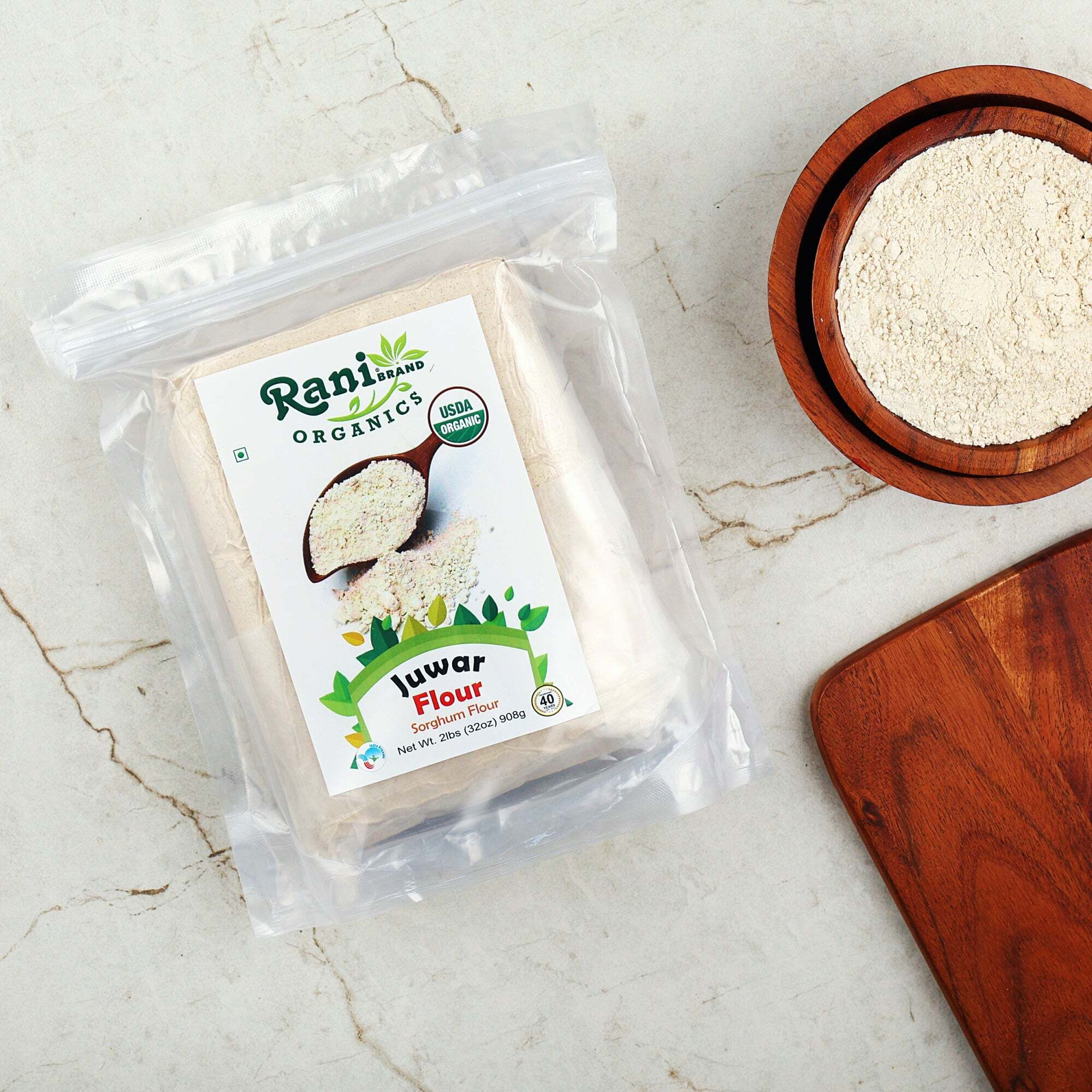 Rani Organic Juwar (Sorghum) Flour 32oz (2lbs) 908g ~ All Natural, Vegan, Gluten Friendly, NON-GMO, Indian Origin, USDA Certified Organic