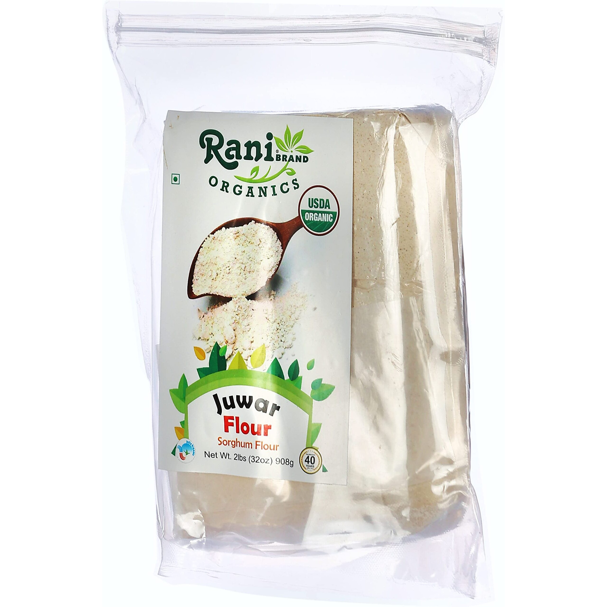 Rani Organic Juwar (Sorghum) Flour 32oz (2lbs) 908g ~ All Natural, Vegan, Gluten Friendly, NON-GMO, Indian Origin, USDA Certified Organic