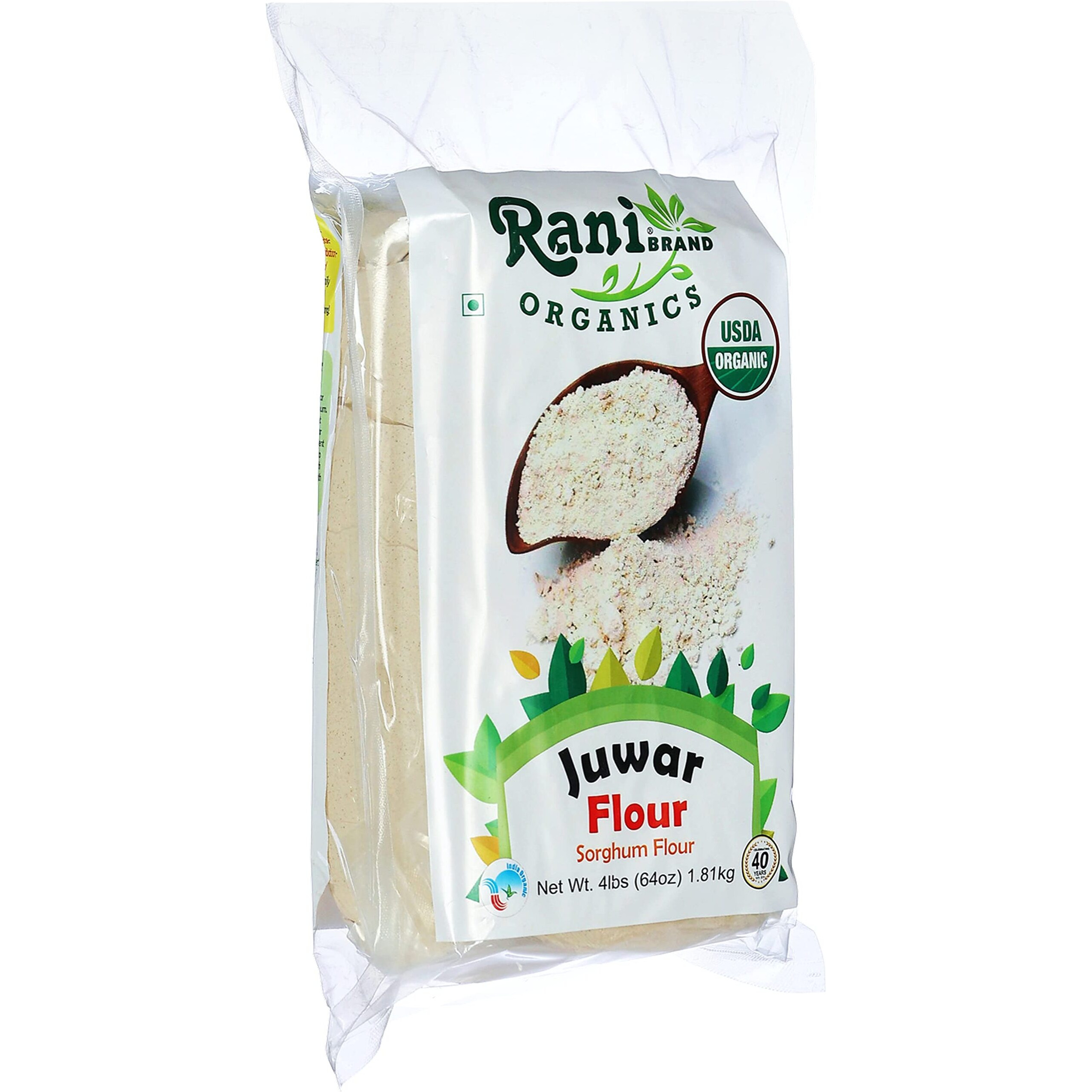 Rani Organic Juwar (Sorghum) Flour 64oz (4lbs) 1.81kg Bulk ~ All Natural, Vegan, Gluten Friendly, NON-GMO, Indian Origin, USDA Certified Organic