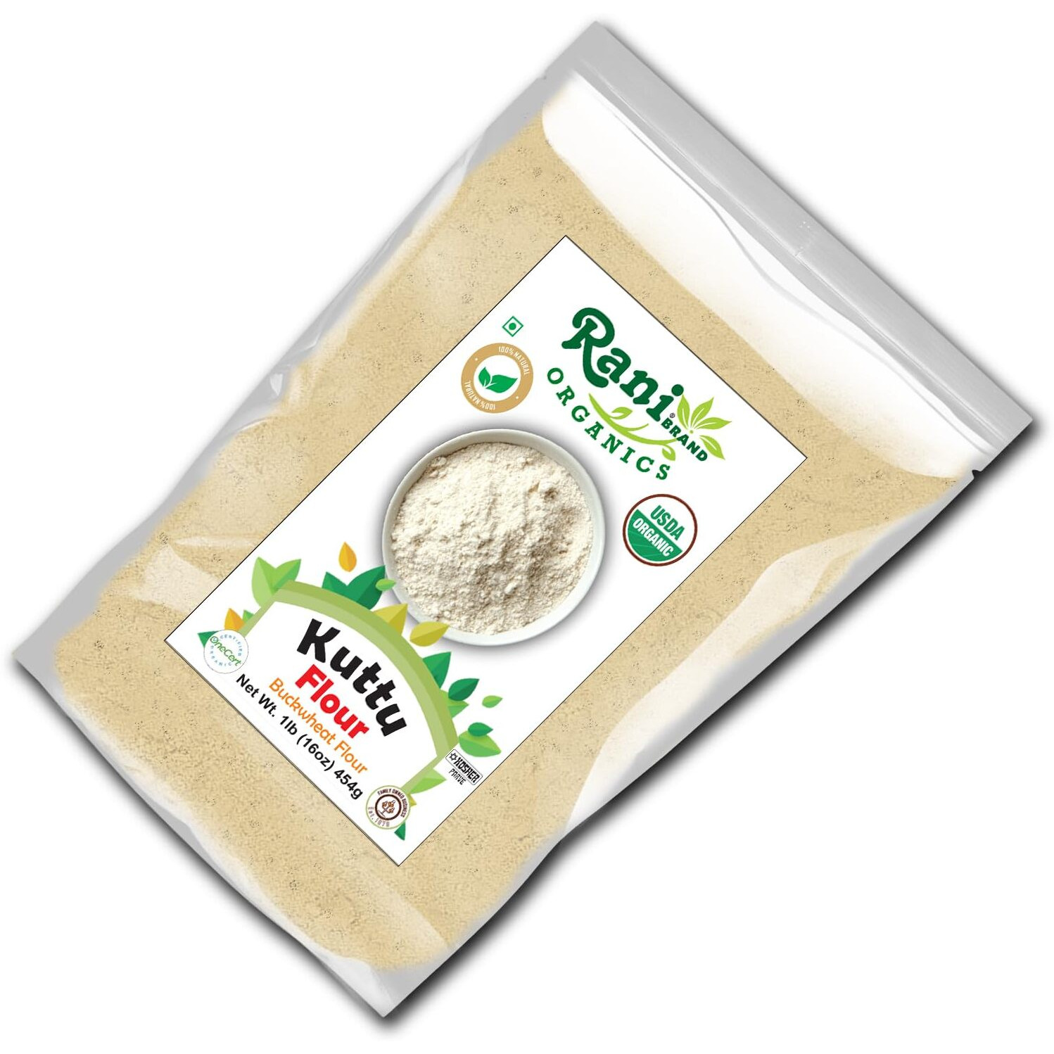 Rani Organic Kuttu (Buckwheat) Flour 16oz (1lb) 454g ~ All Natural, Gluten Friendly, NON-GMO, Kosher, Vegan, Indian Origin, USDA Organic Certified