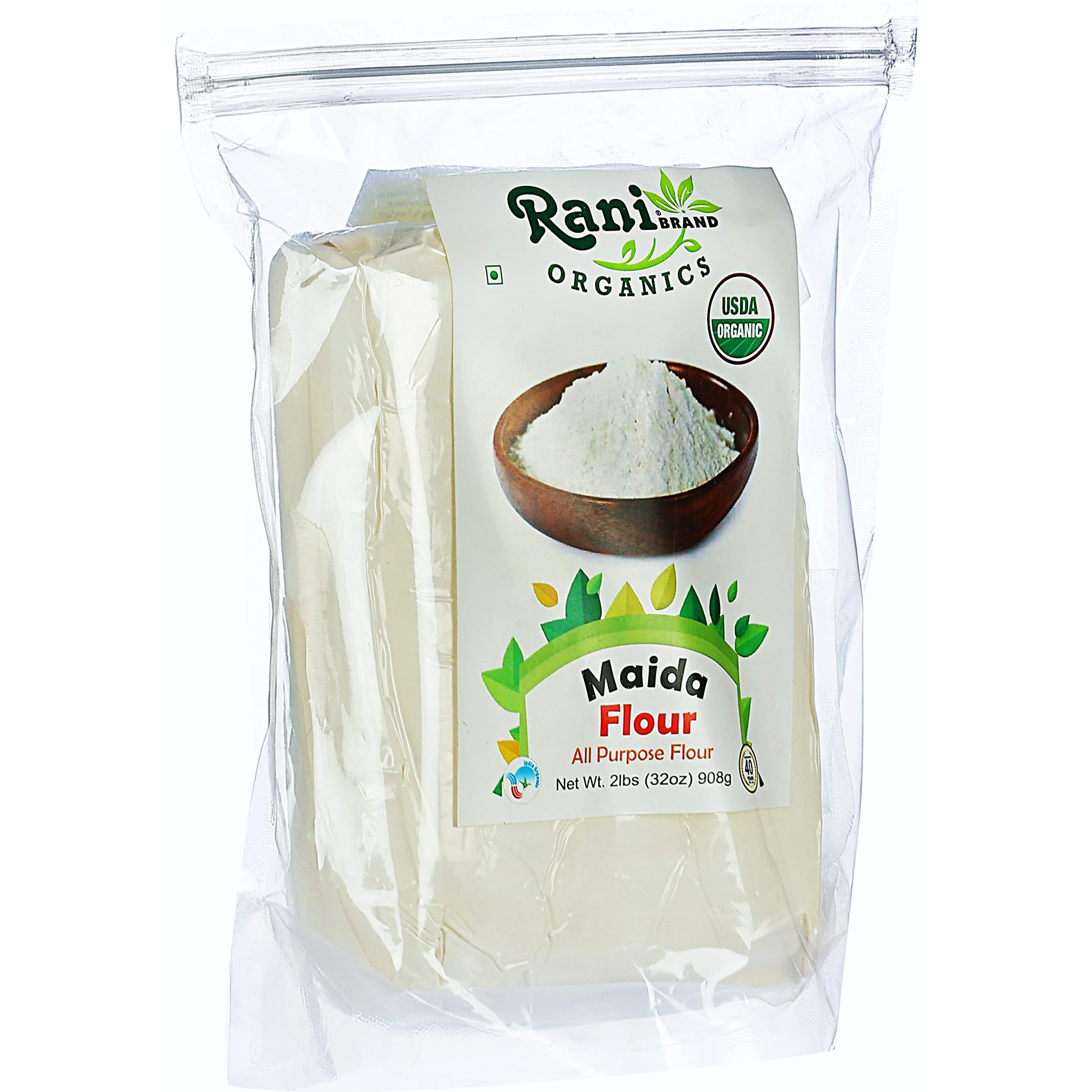 Rani Organic Maida Flour (Indian All Purpose Flour) 32oz (2lbs) 908g ~ All Natural, Vegan, Gluten Friendly, NON-GMO, Indian Origin, USDA Certified Organic