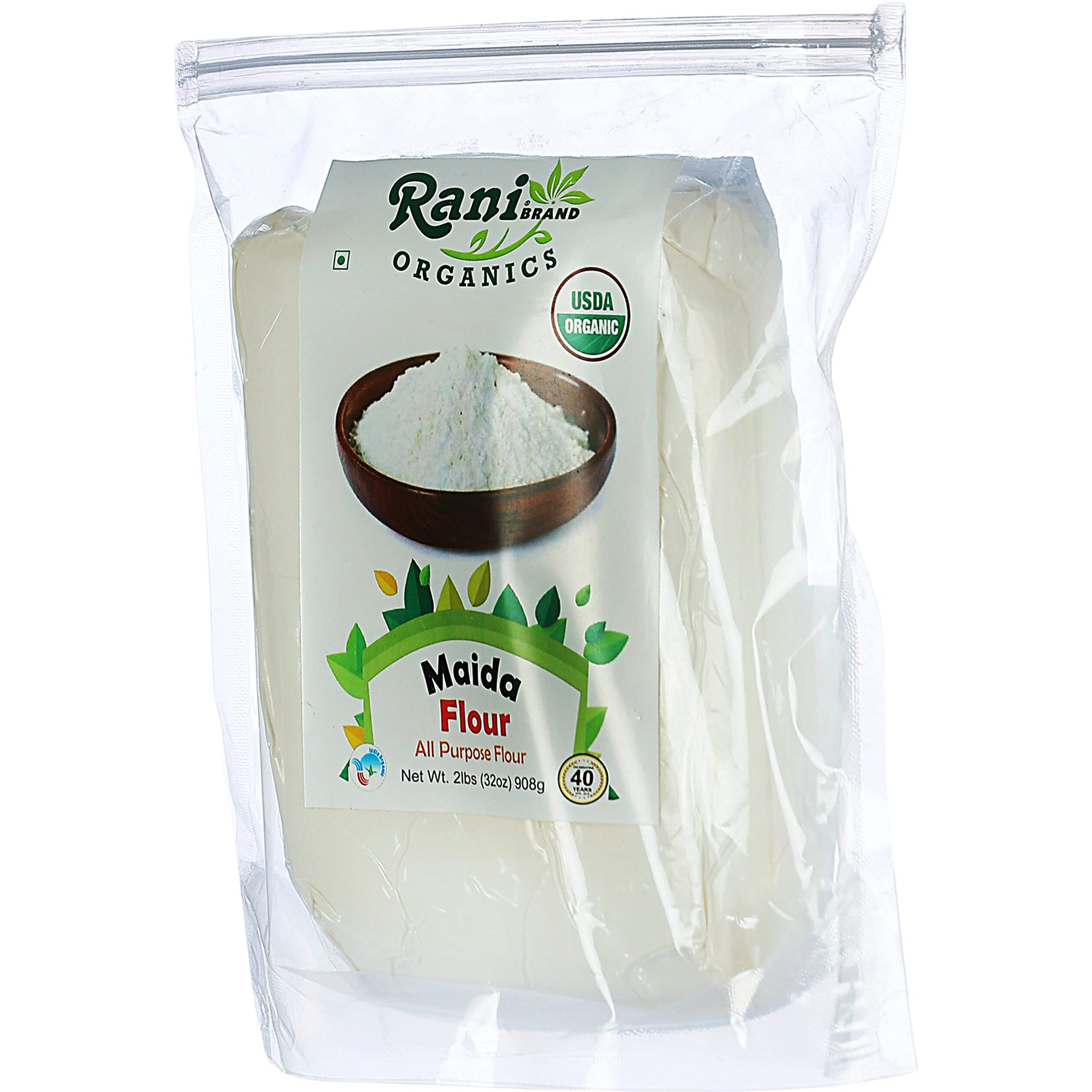 Rani Organic Maida Flour (Indian All Purpose Flour) 32oz (2lbs) 908g ~ All Natural, Vegan, Gluten Friendly, NON-GMO, Indian Origin, USDA Certified Organic