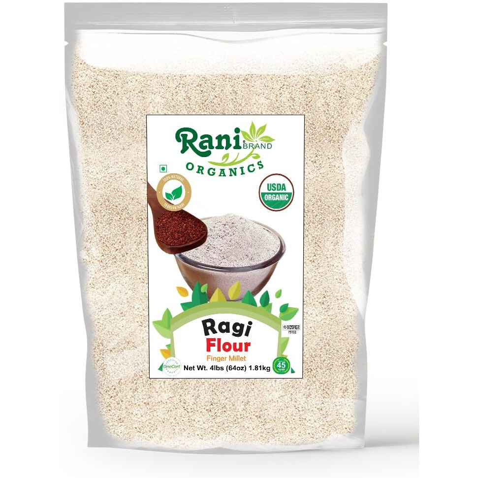 Rani Organic Ragi (Finger Millet) Flour 64oz (4lbs) 1.81kg Bulk ~ All Natural, Vegan, Gluten Friendly, NON-GMO, Kosher, Indian Origin, USDA Certified Organic