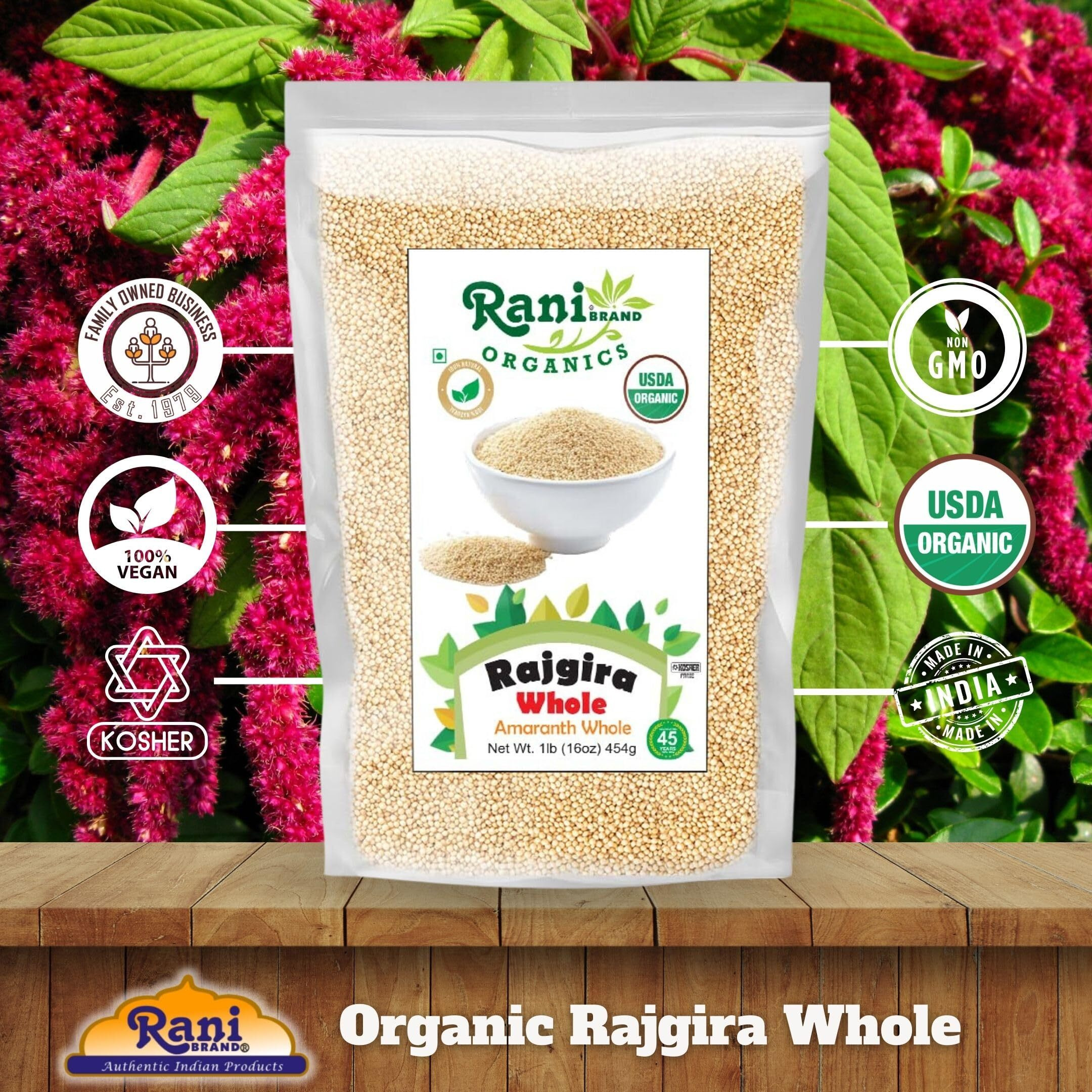 Rani Organic Rajgara Whole (Amaranth Whole) 16oz (1lb) 454g ~ All Natural, Vegan, Gluten Friendly, NON-GMO, Kosher, Indian Origin, USDA Organic Certified