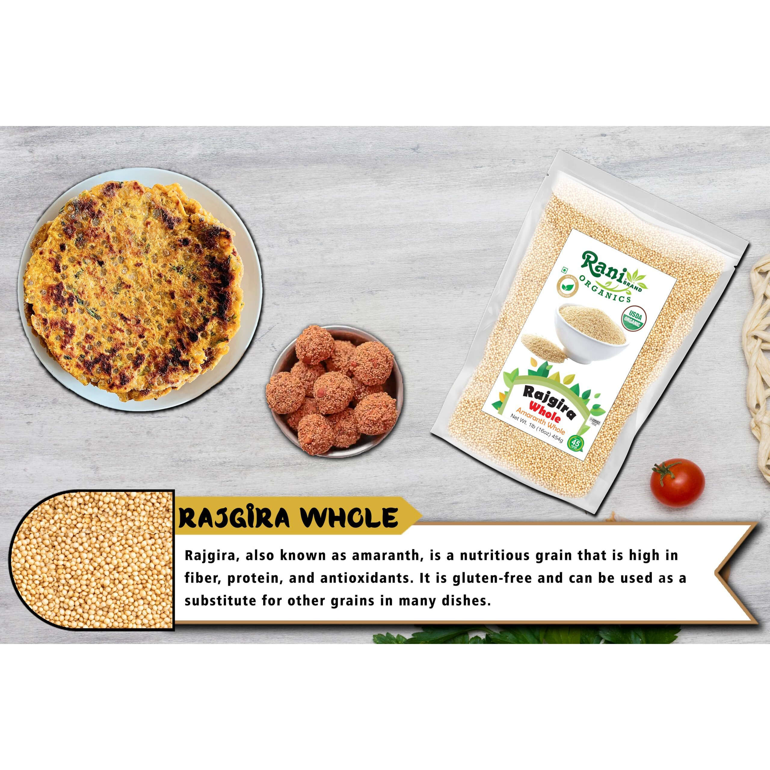Rani Organic Rajgara Whole (Amaranth Whole) 16oz (1lb) 454g ~ All Natural, Vegan, Gluten Friendly, NON-GMO, Kosher, Indian Origin, USDA Organic Certified