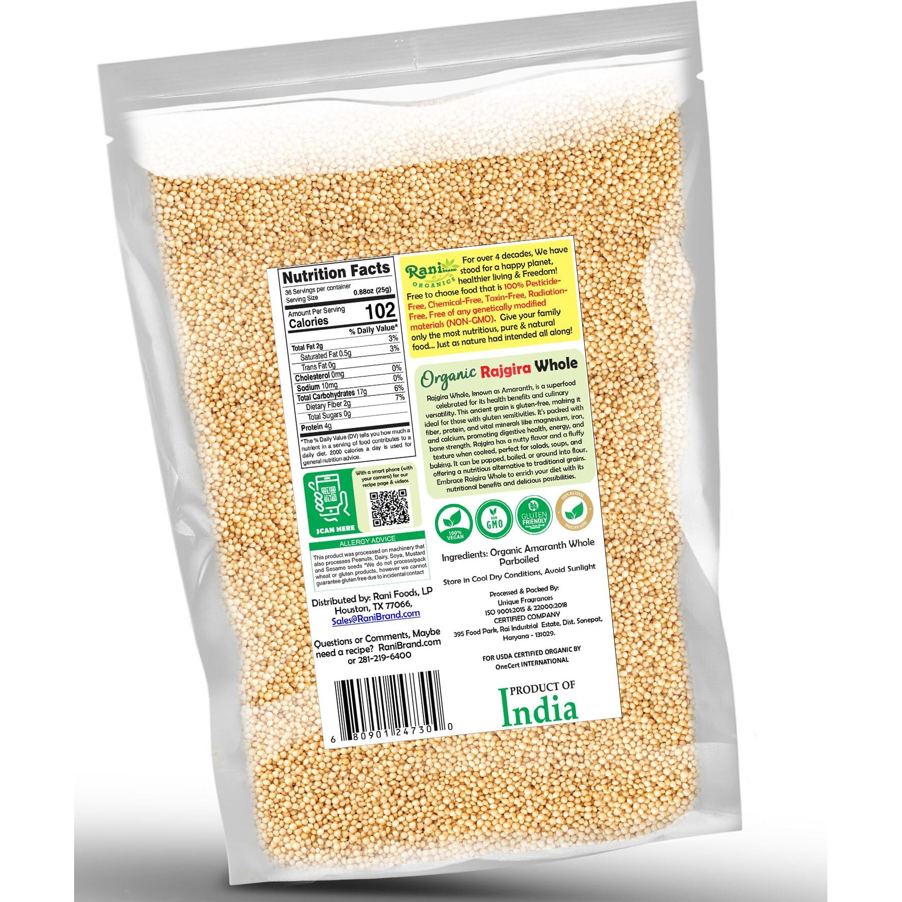 Rani Organic Rajgara Whole (Amaranth Whole) 32oz (2lbs) 908g Bulk ~ All Natural, Vegan, Gluten Friendly, NON-GMO, Kosher, Indian Origin, USDA Organic Certified