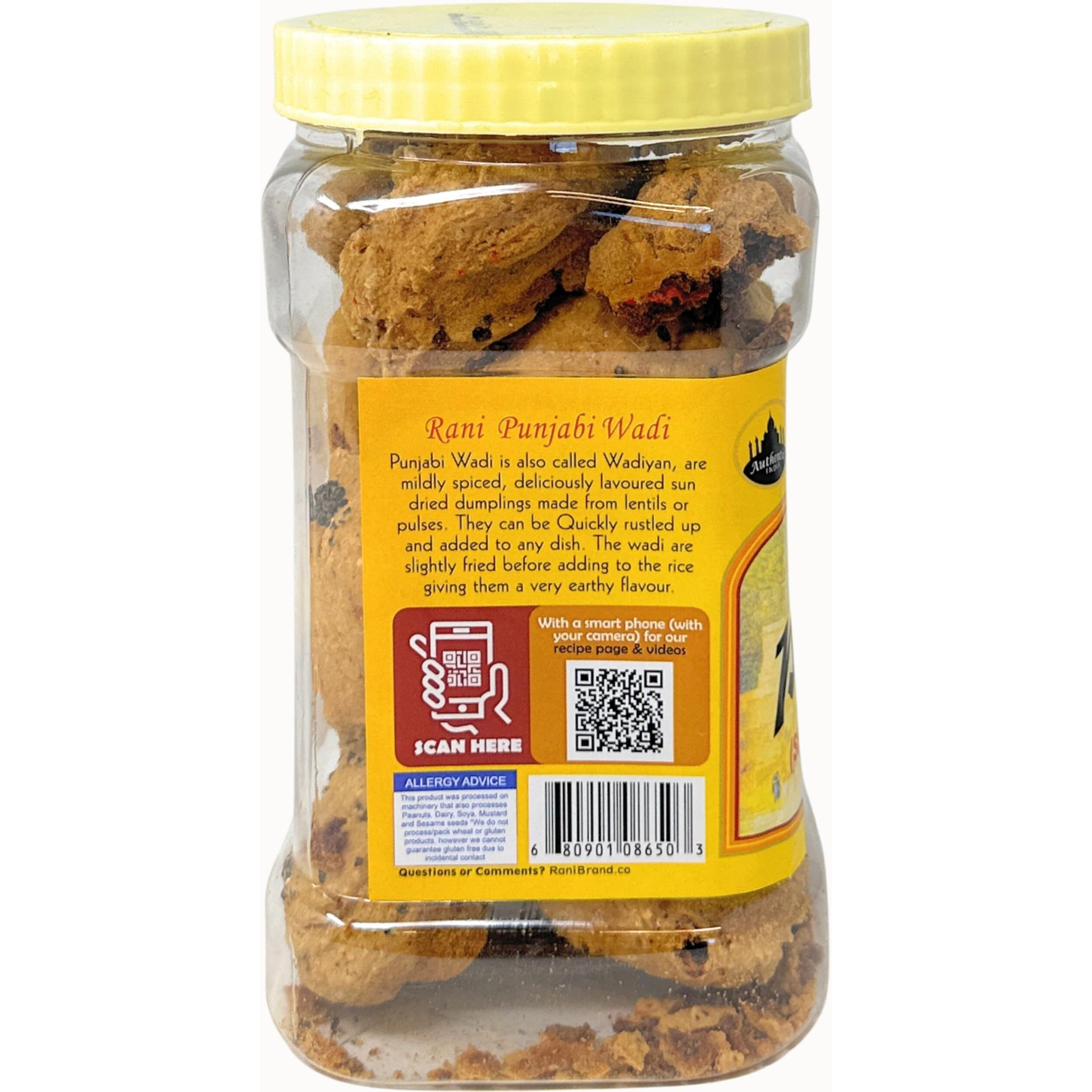 Rani Punjabi Wadi (Vadi) Lentil Spiced Flour Balls 14oz (400g) PET Jar ~ High Protein, All Natural, Vegan, No Colors, Indian Origin