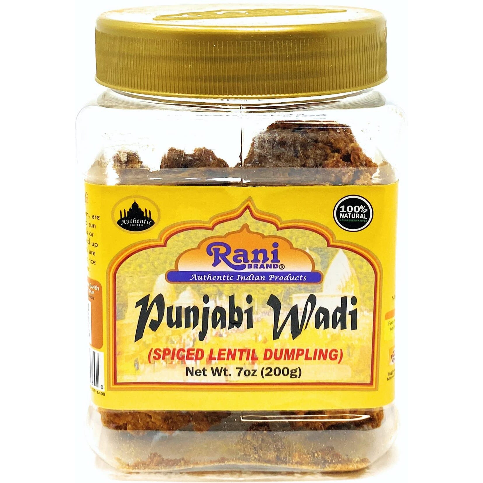Rani Punjabi Wadi (Vadi) Lentil Spiced Flour Balls 7oz (200g) PET Jar ~ High Protein, All Natural, Vegan, No Colors, Indian Origin