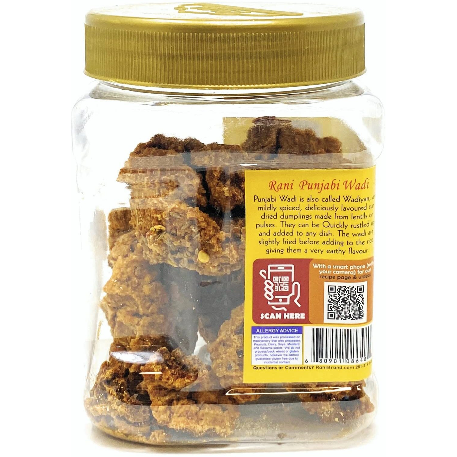 Rani Punjabi Wadi (Vadi) Lentil Spiced Flour Balls 7oz (200g) PET Jar ~ High Protein, All Natural, Vegan, No Colors, Indian Origin