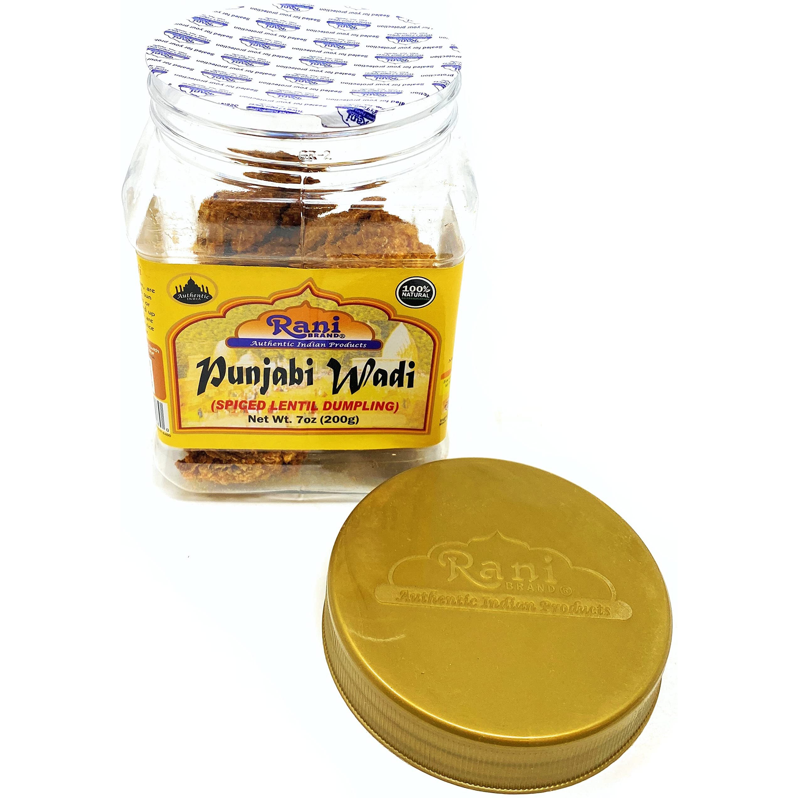 Rani Punjabi Wadi (Vadi) Lentil Spiced Flour Balls 7oz (200g) PET Jar ~ High Protein, All Natural, Vegan, No Colors, Indian Origin