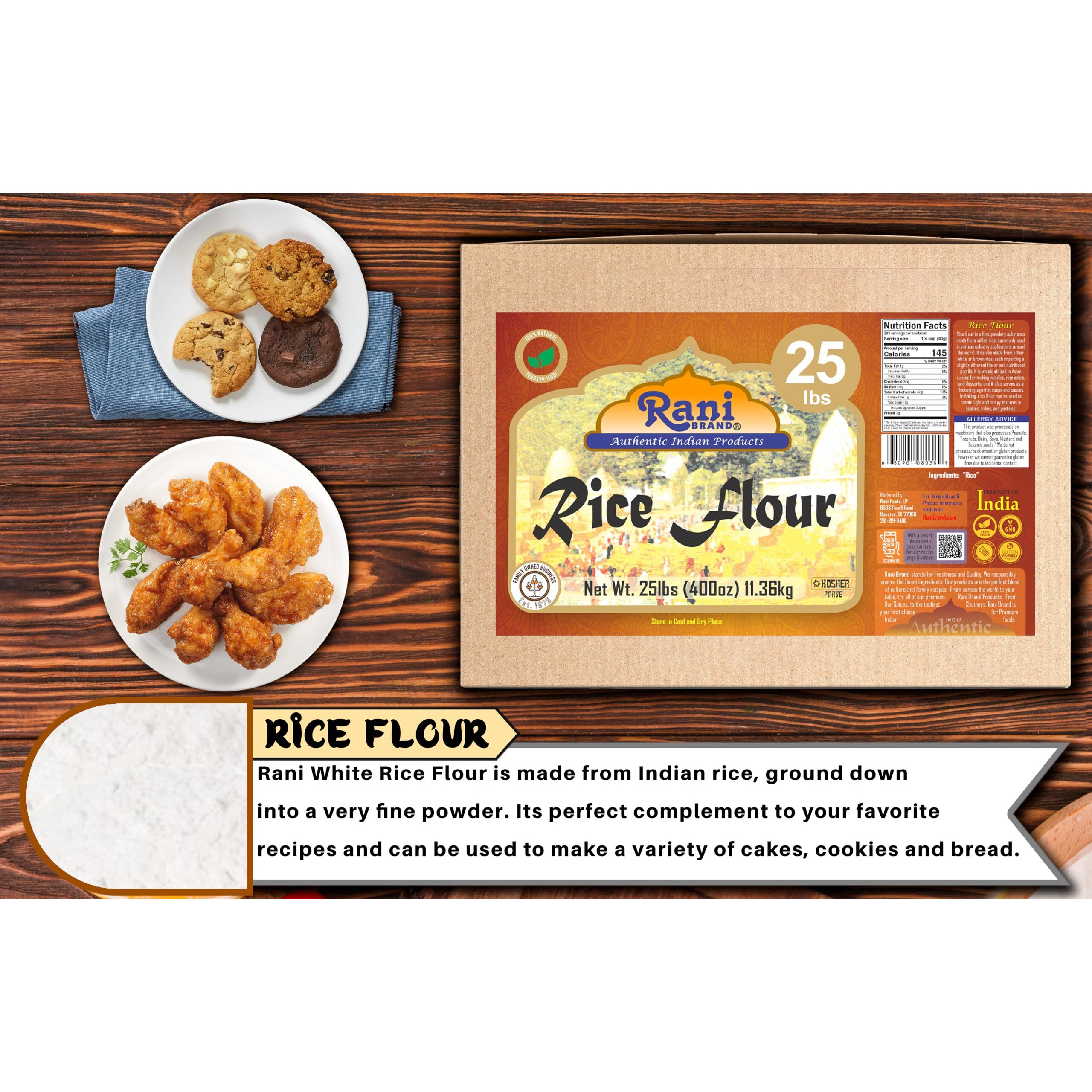Rani Rice (White) Flour 400oz (25lbs) 11.36kg Bulk Box ~ All Natural, Gluten Friendly, Vegan, NON-GMO, Kosher, Indian Origin