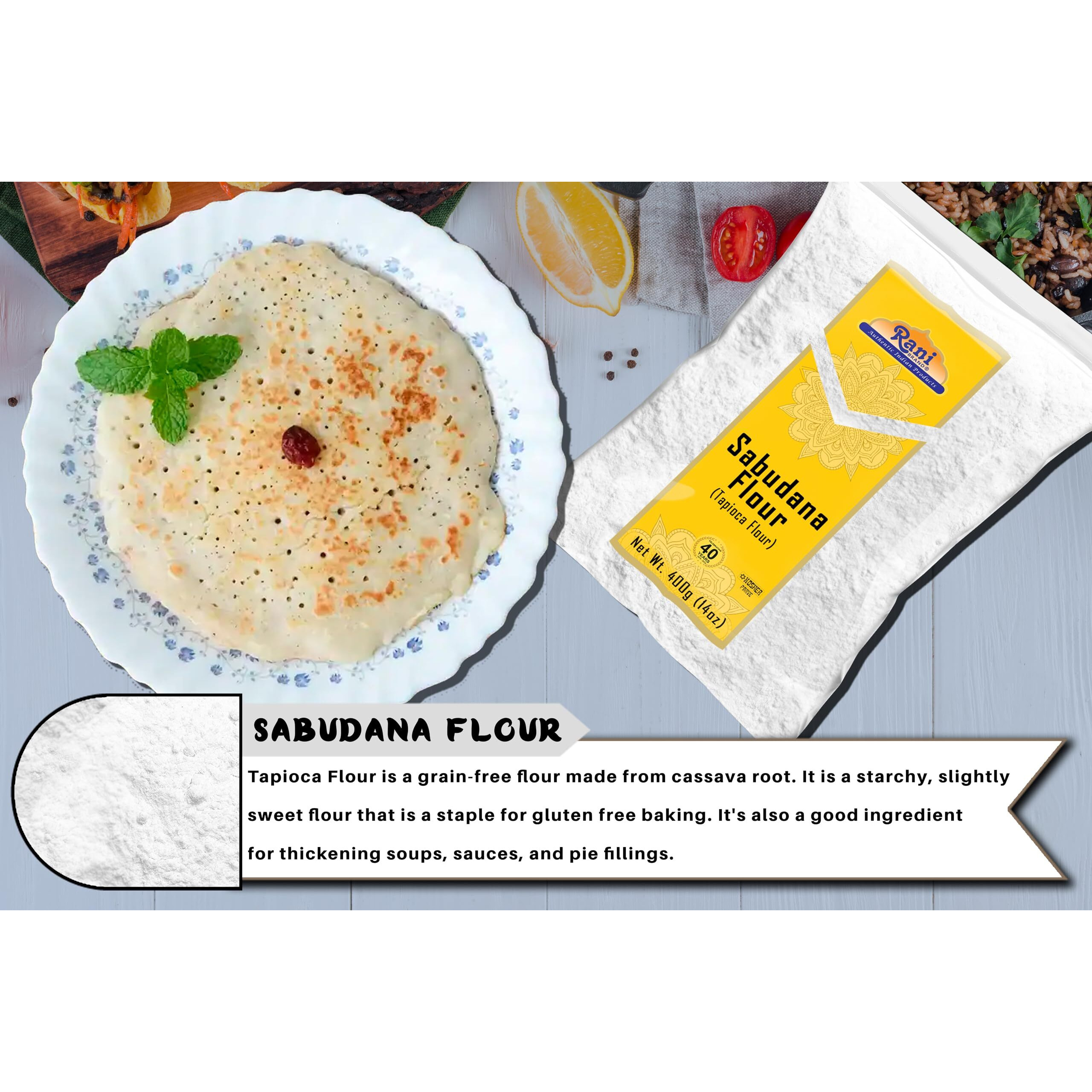 Rani Sabudana Flour (Tapioca/Sago Flour) 14oz (400g) ~ All Natural, Vegan, Gluten Friendly, NON-GMO, Kosher, Indian Origin
