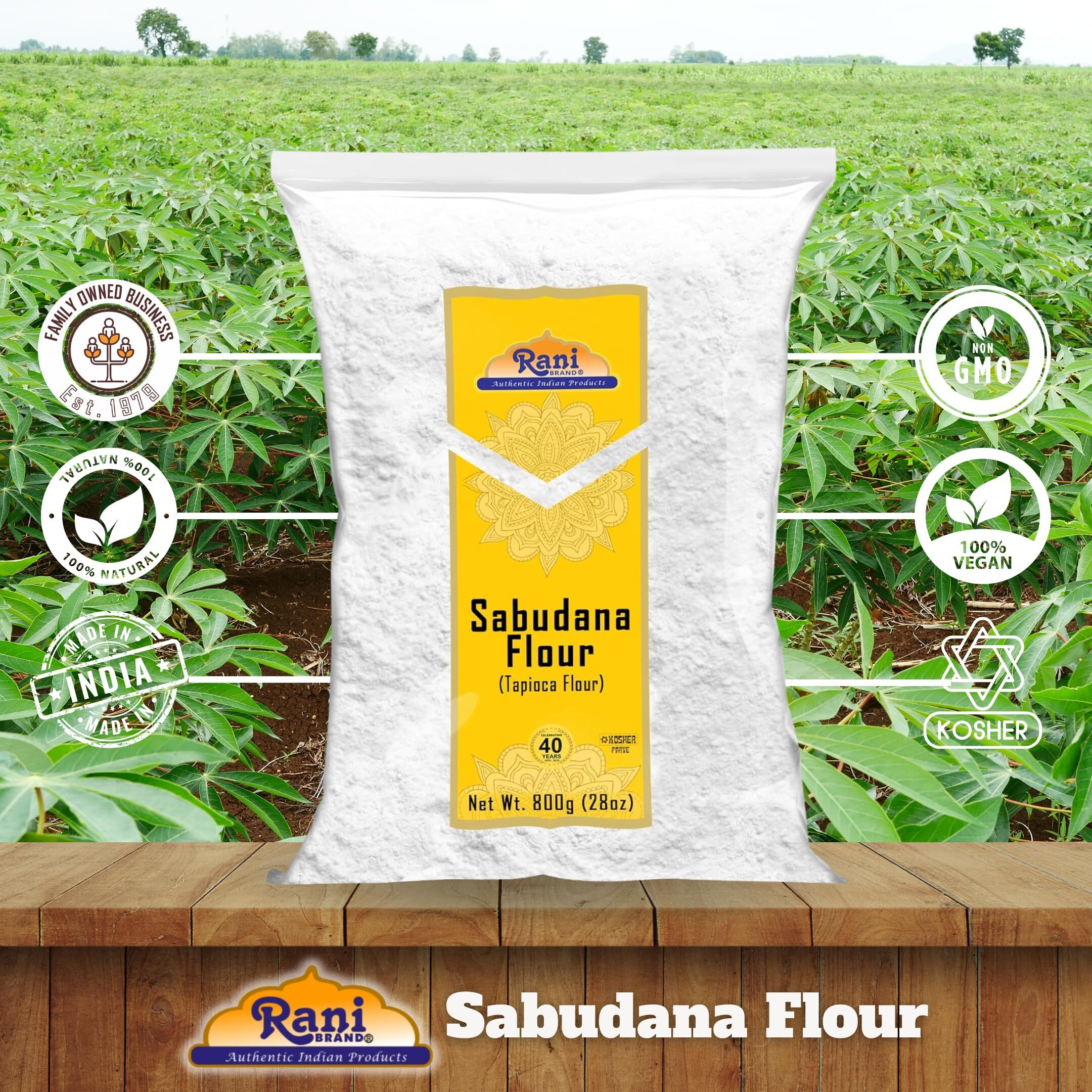 Rani Sabudana Flour (Tapioca/Sago Flour) 28oz (1.75lbs) 800g ~ All Natural, Vegan, Gluten Friendly, NON-GMO, Kosher, Indian Origin