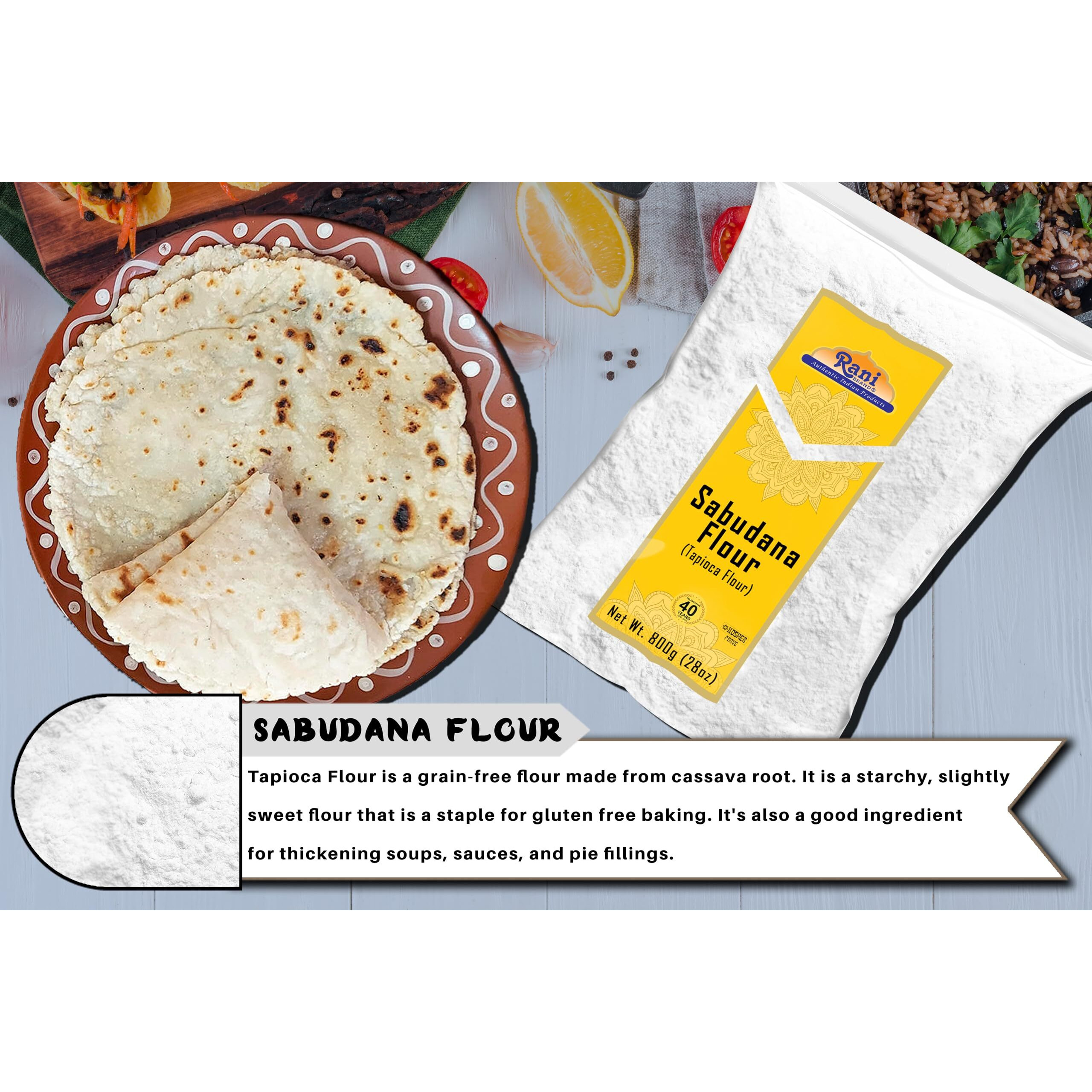 Rani Sabudana Flour (Tapioca/Sago Flour) 28oz (1.75lbs) 800g ~ All Natural, Vegan, Gluten Friendly, NON-GMO, Kosher, Indian Origin