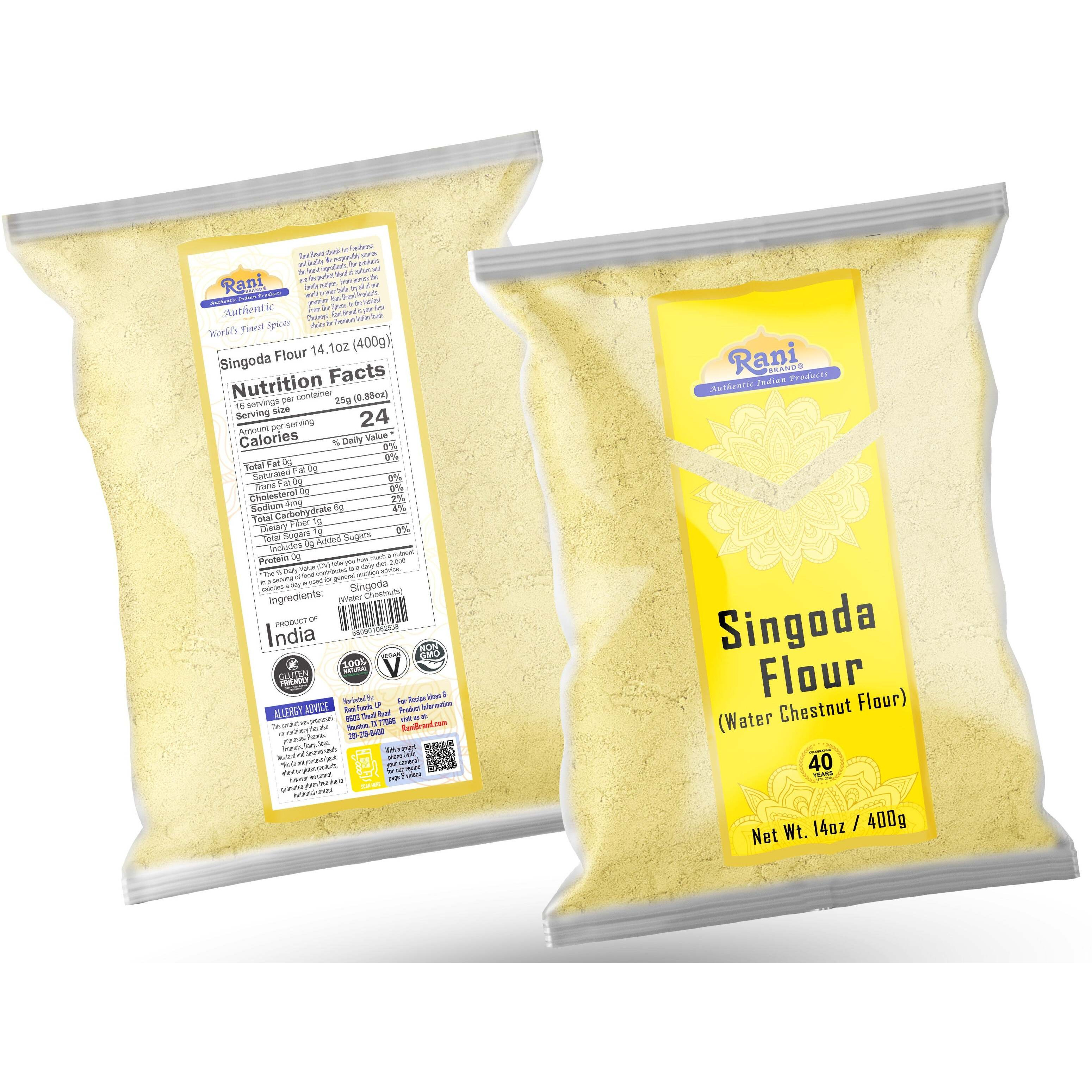 Rani Singoda Flour (Chetsnut Flour) 14oz (400g) ~ All Natural, Vegan, Gluten Friendly, NON-GMO, Kosher, Indian Origin (Size 14oz (400g))