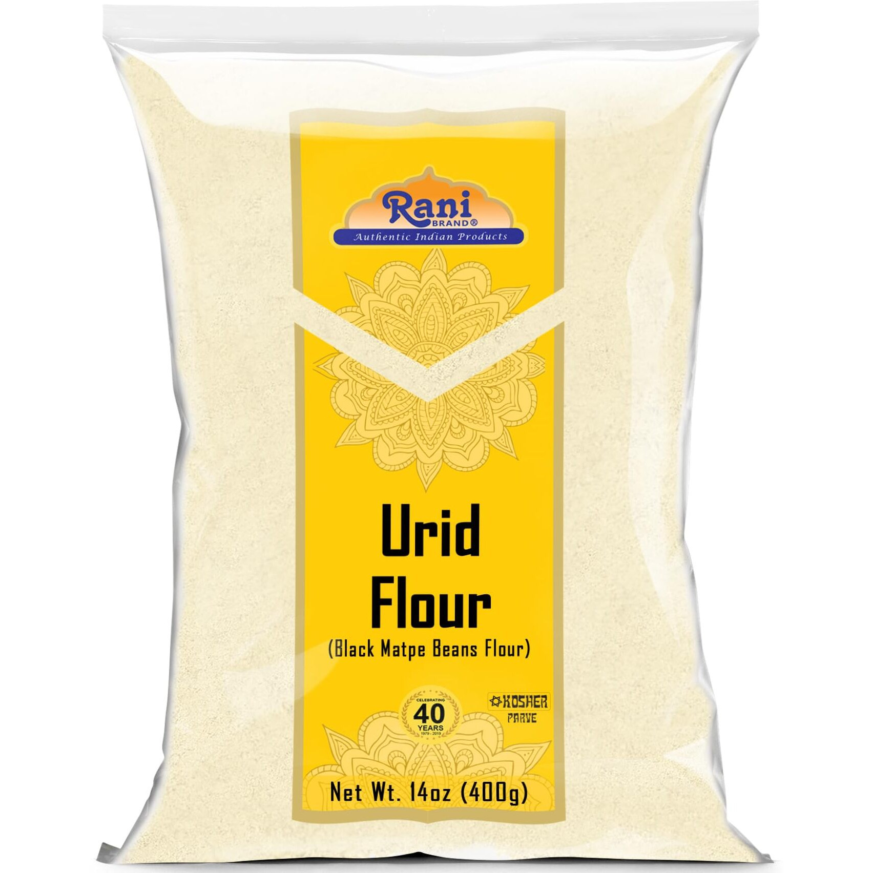 Rani Urid/Urad Flour (Black Matpe Beans Flour) 14oz (400g) ~ All Natural, Vegan, Gluten Friendly, NON-GMO, Kosher, Indian Origin (Size 14oz (400g))