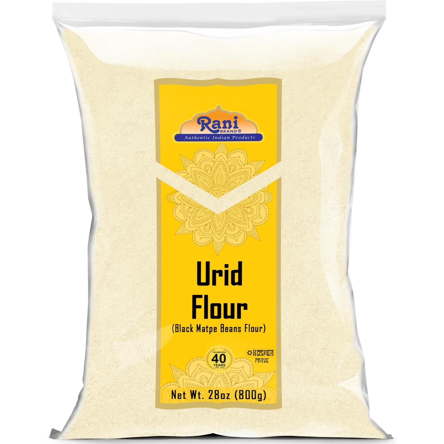 Rani Urid/Urad Flour (Black Matpe Beans Flour) 28oz (1.75lbs) 800g ~ All Natural, Vegan, Gluten Friendly, NON-GMO, Kosher, Indian Origin (Size 28oz (1.75lbs) 800g)
