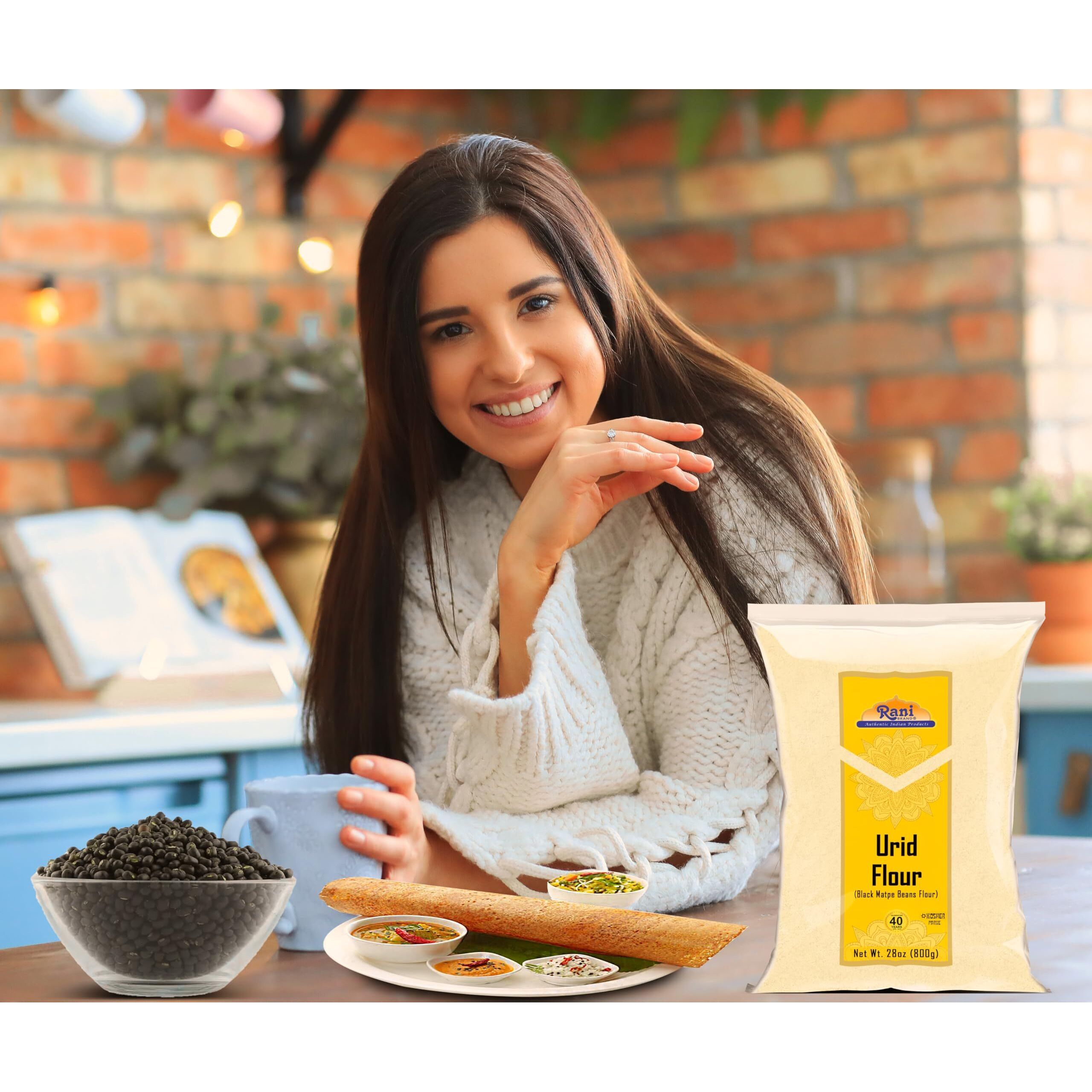 Rani Urid/Urad Flour (Black Matpe Beans Flour) 28oz (1.75lbs) 800g ~ All Natural, Vegan, Gluten Friendly, NON-GMO, Kosher, Indian Origin (Size 28oz (1.75lbs) 800g)