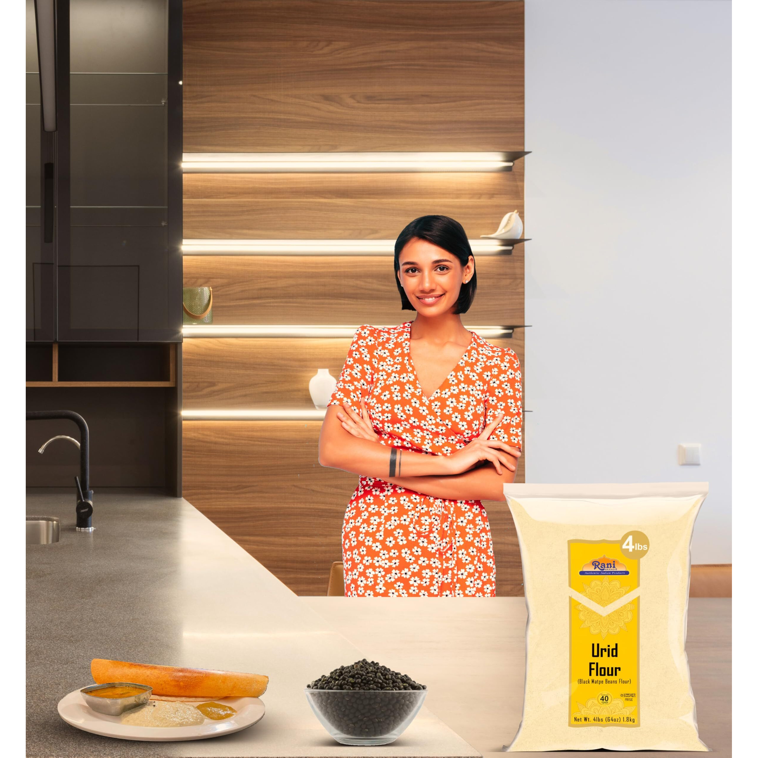 Rani Urid/Urad Flour (Black Matpe Beans Flour) 64oz (4lbs) 1.81kg Bulk ~ All Natural, Vegan, Gluten Friendly, NON-GMO, Kosher, Indian Origin (Size 64oz (4lbs) 1.81kg)