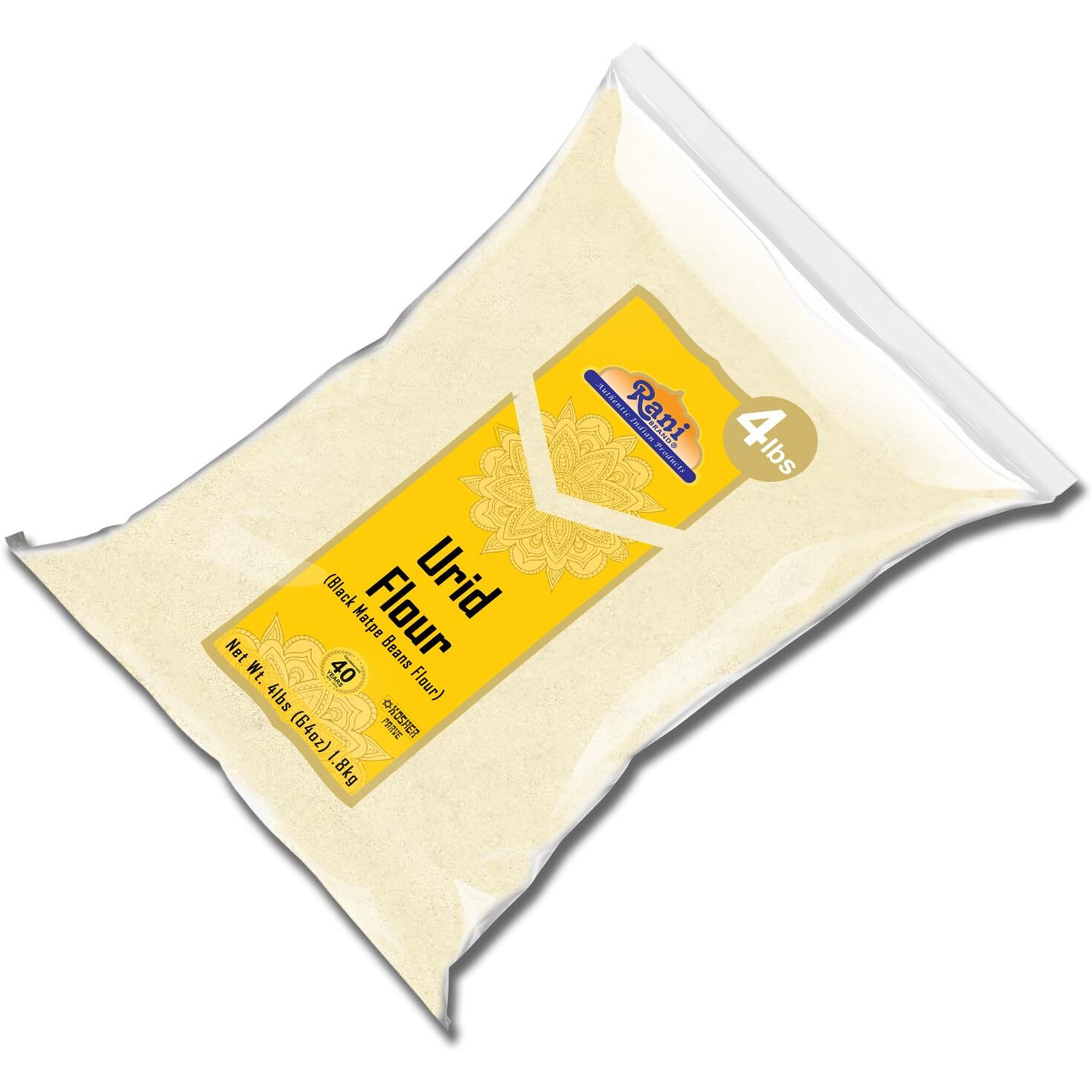 Rani Urid/Urad Flour (Black Matpe Beans Flour) 64oz (4lbs) 1.81kg Bulk ~ All Natural, Vegan, Gluten Friendly, NON-GMO, Kosher, Indian Origin (Size 64oz (4lbs) 1.81kg)