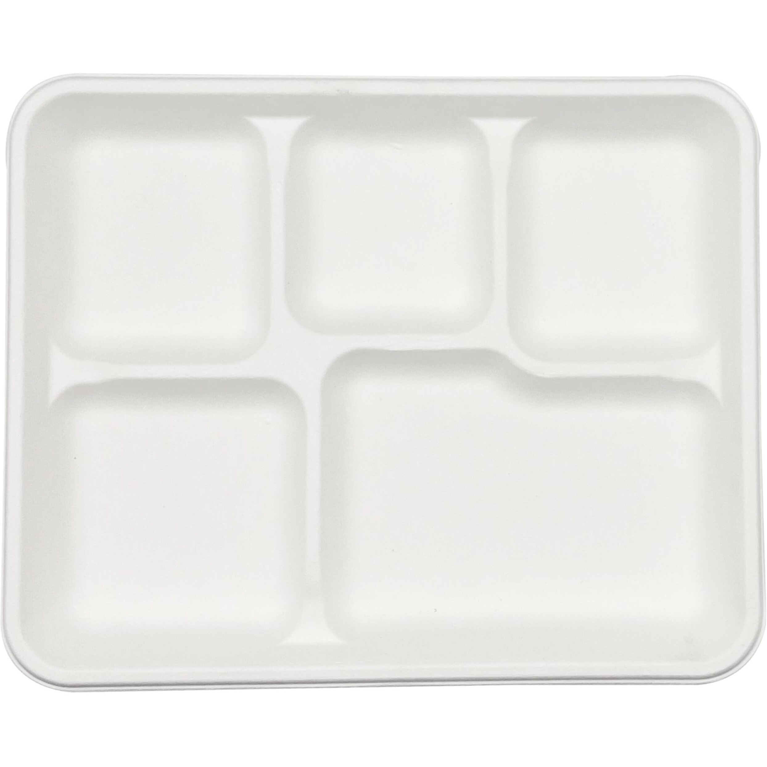 Rani 5 Compartment Square Biodegradable Divided Plates, Pack of 500 ~ Party, Thali, Buffet, Disposable & Eco-Friendly, Heavy-Duty Sturdy Paper Bagasse, Premium Quality, 10.24  x 8.27  x 0.91