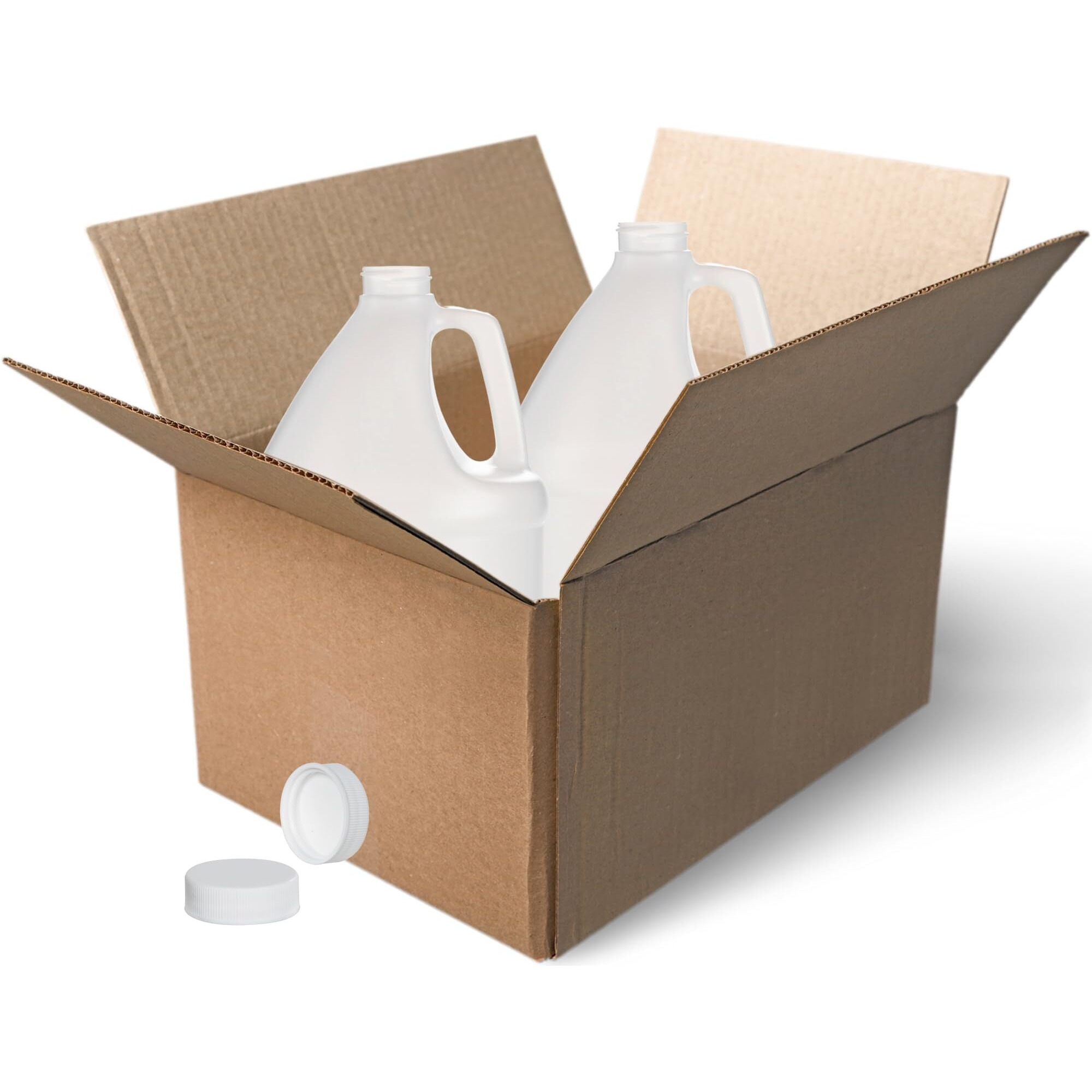 Rani Containers, 1 Gallon HDPE Plastic Jug with Reshipper Box & Child-Resistant Caps, Home & Commercial Use, Containers for Water, Sauces, Food, Soaps, Detergents, Liquids, Made in USA - Pack of 2
