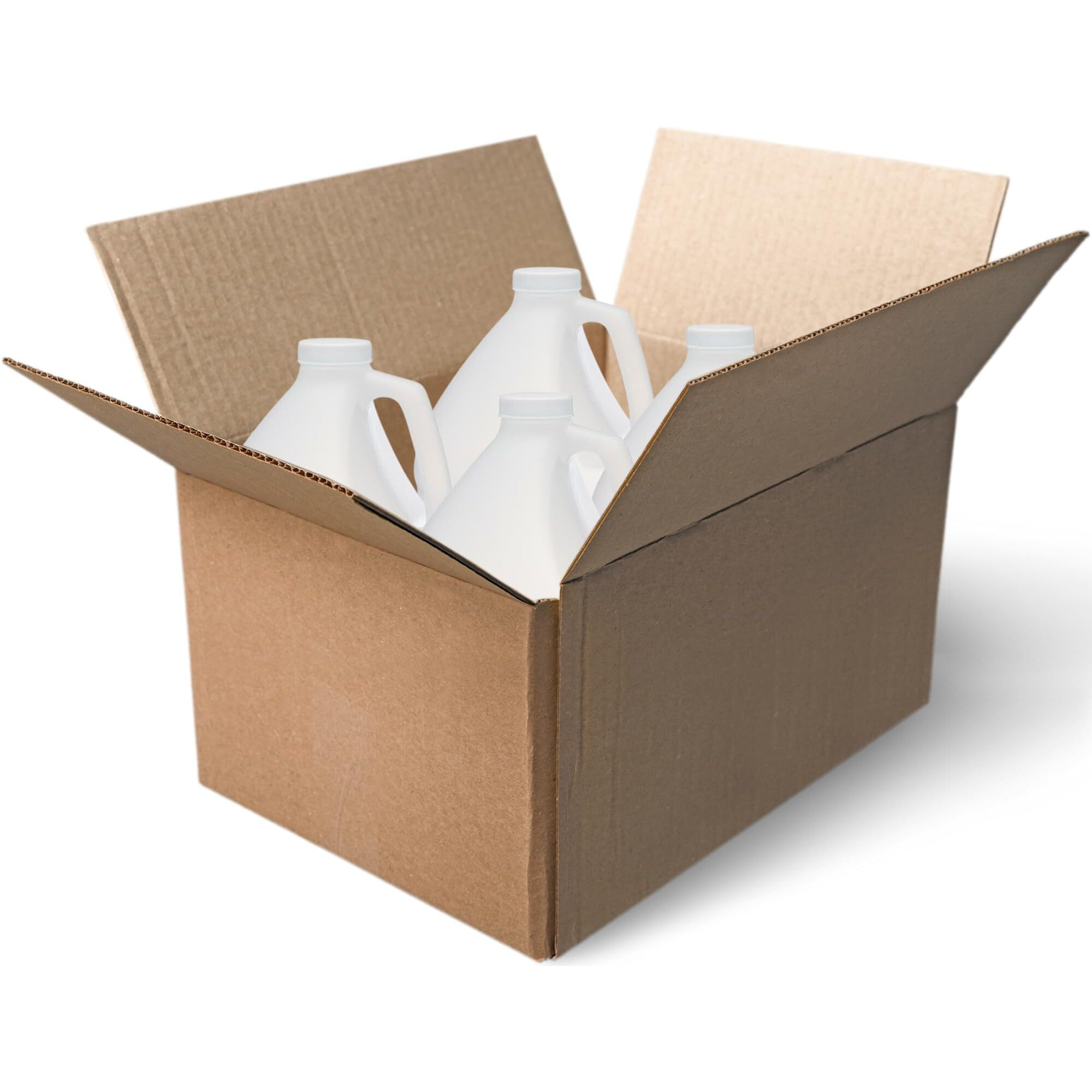 Rani Containers, 1 Gallon HDPE Plastic Jug with Reshipper Box & Child-Resistant Caps, Home & Commercial Use, Containers for Water, Sauces, Food, Soaps, Detergents, Liquids, Made in USA - Pack of 4