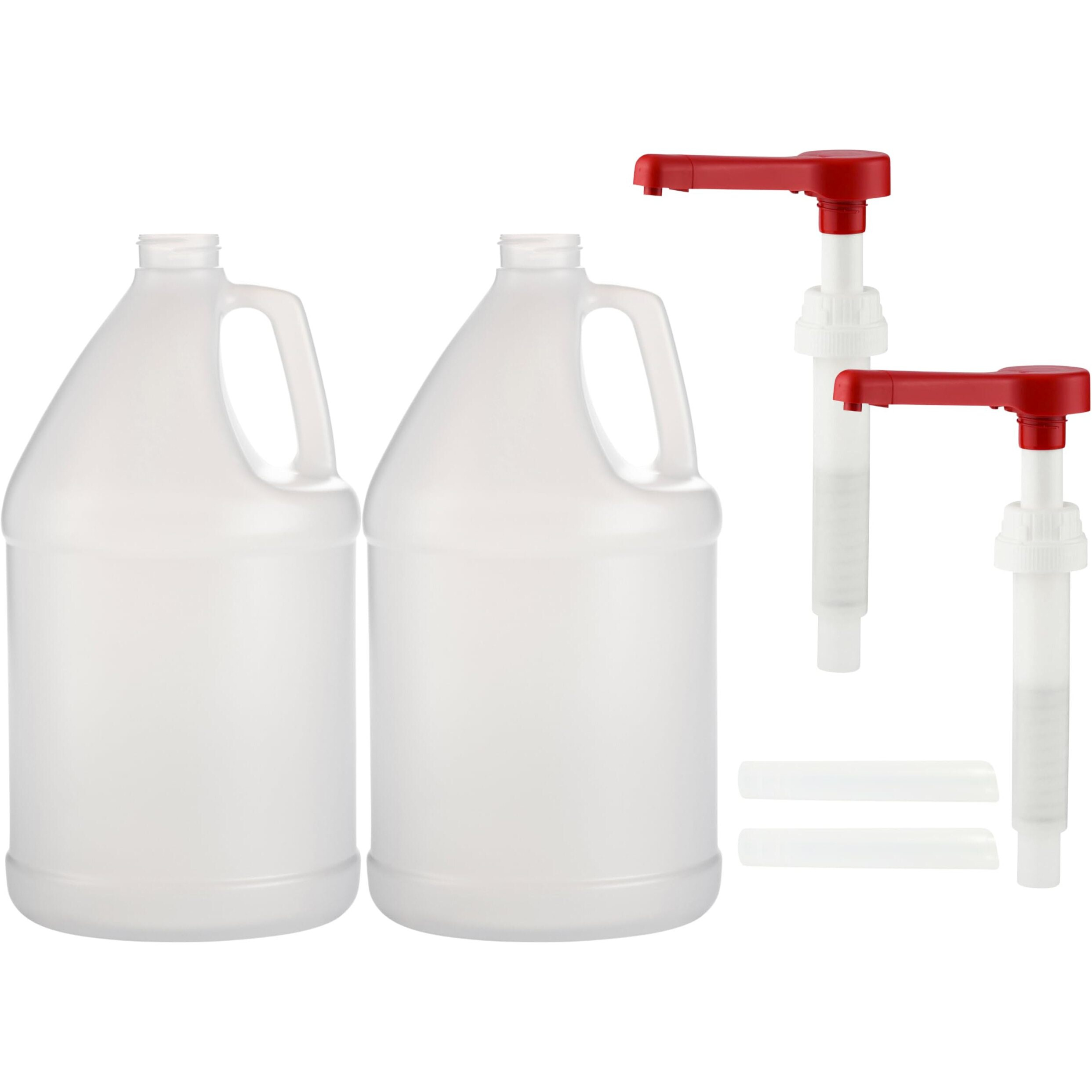 Rani Containers, 1 Gallon HDPE Plastic Jug with Reshipper Box & Pump Dispenser, Home & Commercial Use, Containers for Water, Sauces, Food, Soaps, Detergents, Liquids, Made in USA - Pack of 2