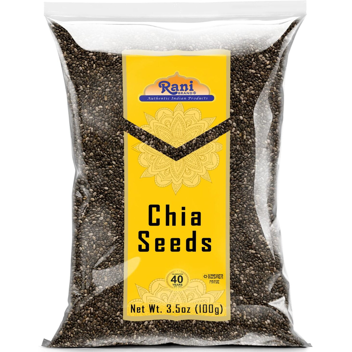 Rani Chia Seeds 3.5oz (100g) ~ All Natural, Vegan, Gluten Friendly, Non-GMO, Kosher, Indian Origin