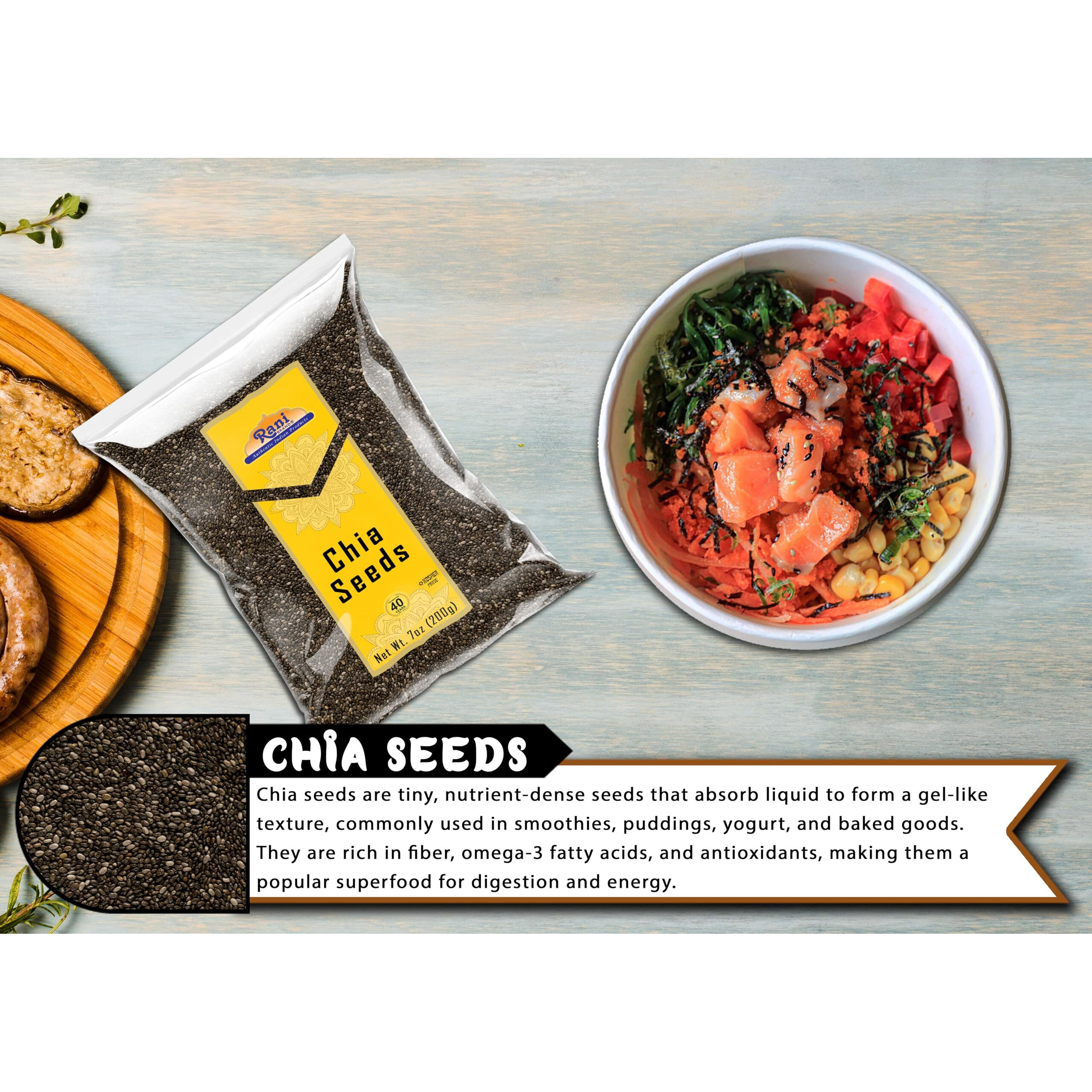 Rani Chia Seeds 7oz (200g) ~ All Natural, Vegan, Gluten Friendly, Non-GMO, Kosher, Indian Origin