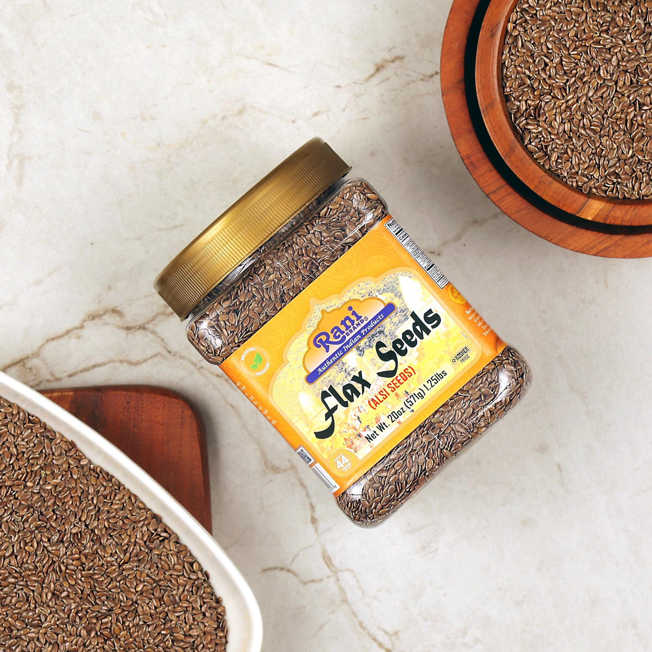 Rani Flax Seeds Whole Raw (Alsi, Linum usitatissimum) 20oz (1.25lbs) 567g PET Jar ~ All Natural, Gluten Friendly, Non-GMO, Kosher, Vegan, Indian Origin