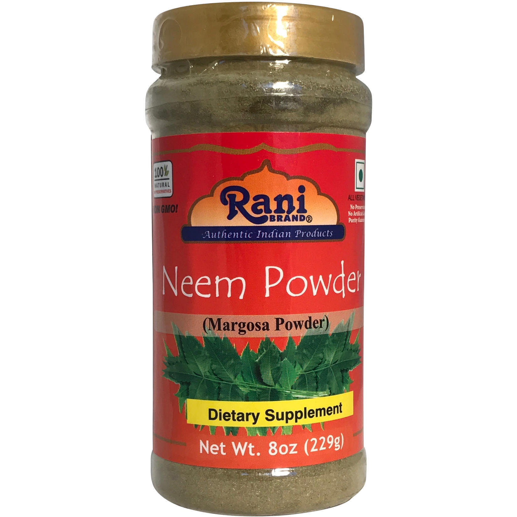 Rani Neem (Margosa) Powder 8oz (229g) PET Jar ~ All Natural, Salt-Free, Vegan, No Colors, Gluten Friendly, NON-GMO, Indian Origin