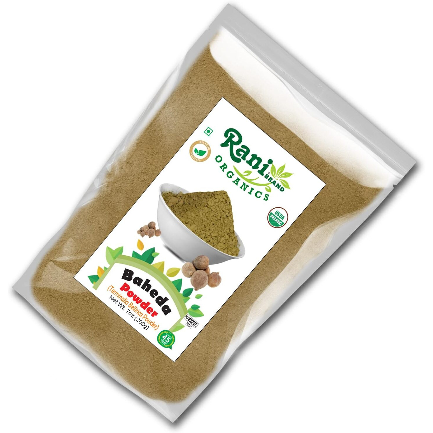 Rani Organic Baheda Powder (Terminalia Bellirica Powder) 7oz (200g) ~ All Natural, No Color, Gluten Friendly, Vegan, Non-GMO, Kosher, No Salt or fillers, Indian Origin, USDA Organic Certified