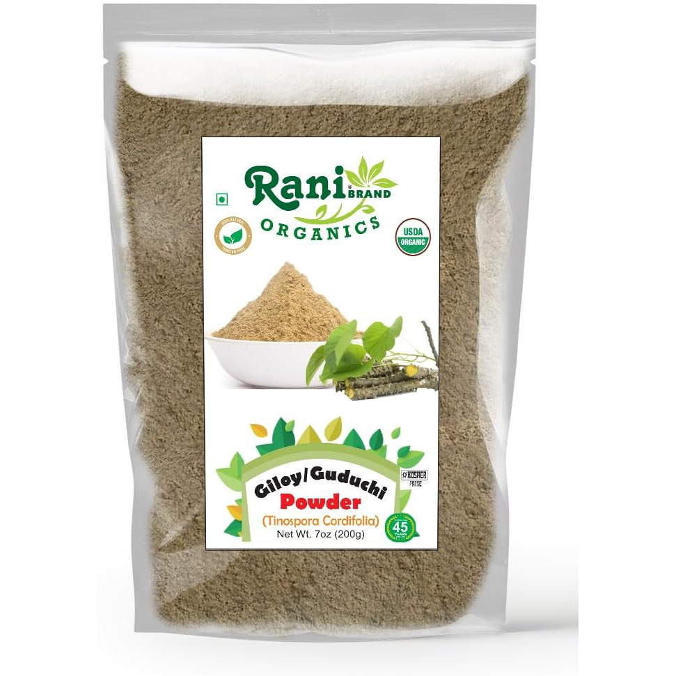 Rani Organic Giloy Powder (Tinospora Cordifolia) 7oz (200g) ~ All Natural, No Color, Gluten Friendly, Vegan, Non-GMO, Kosher, No Salt or fillers, Indian Origin, USDA Organic Certified