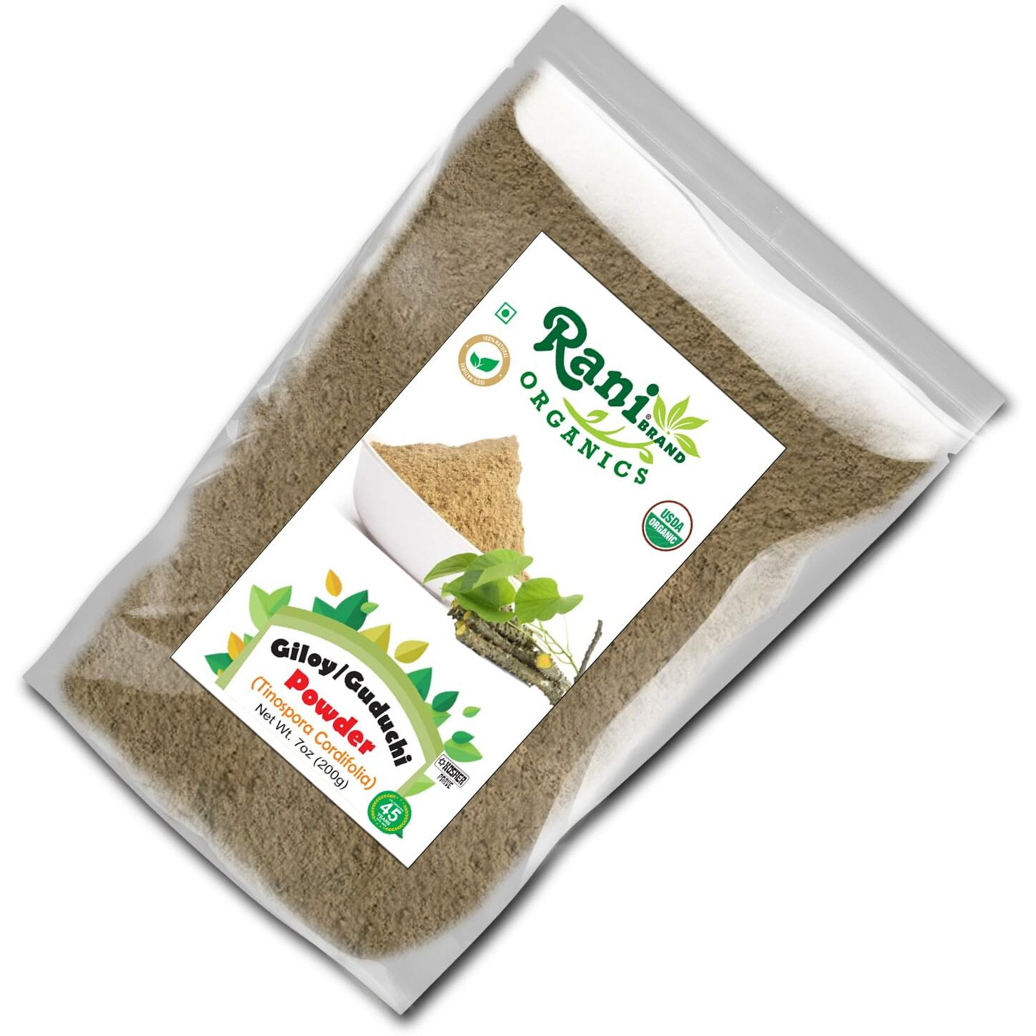 Rani Organic Giloy Powder (Tinospora Cordifolia) 7oz (200g) ~ All Natural, No Color, Gluten Friendly, Vegan, Non-GMO, Kosher, No Salt or fillers, Indian Origin, USDA Organic Certified