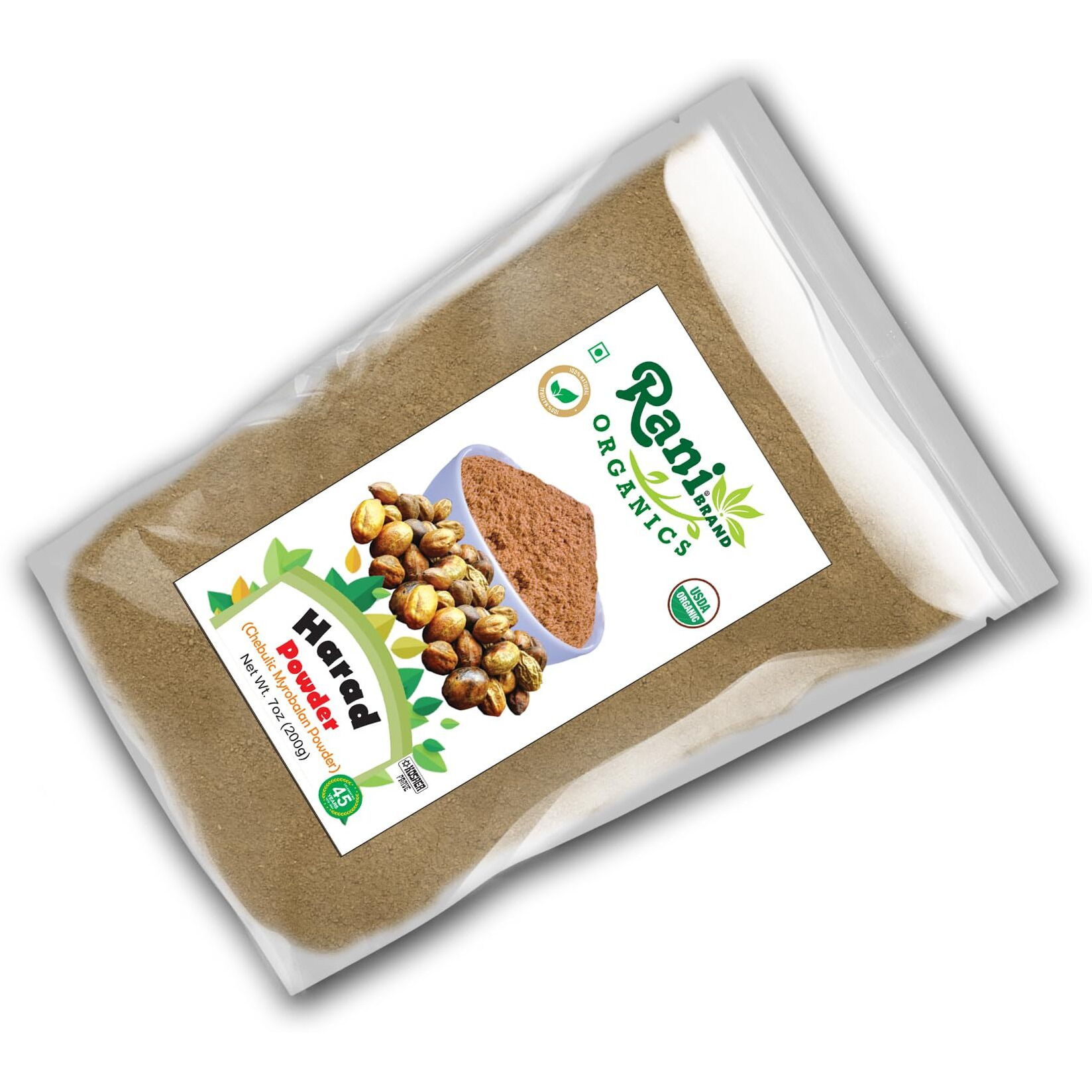 Rani Organic Harad Powder (Chebulic Myrobalan Powder) 7oz (200g) ~ All Natural, No Color, Gluten Friendly, Vegan, Non-GMO, Kosher, No Salt or fillers, Indian Origin, USDA Organic Certified