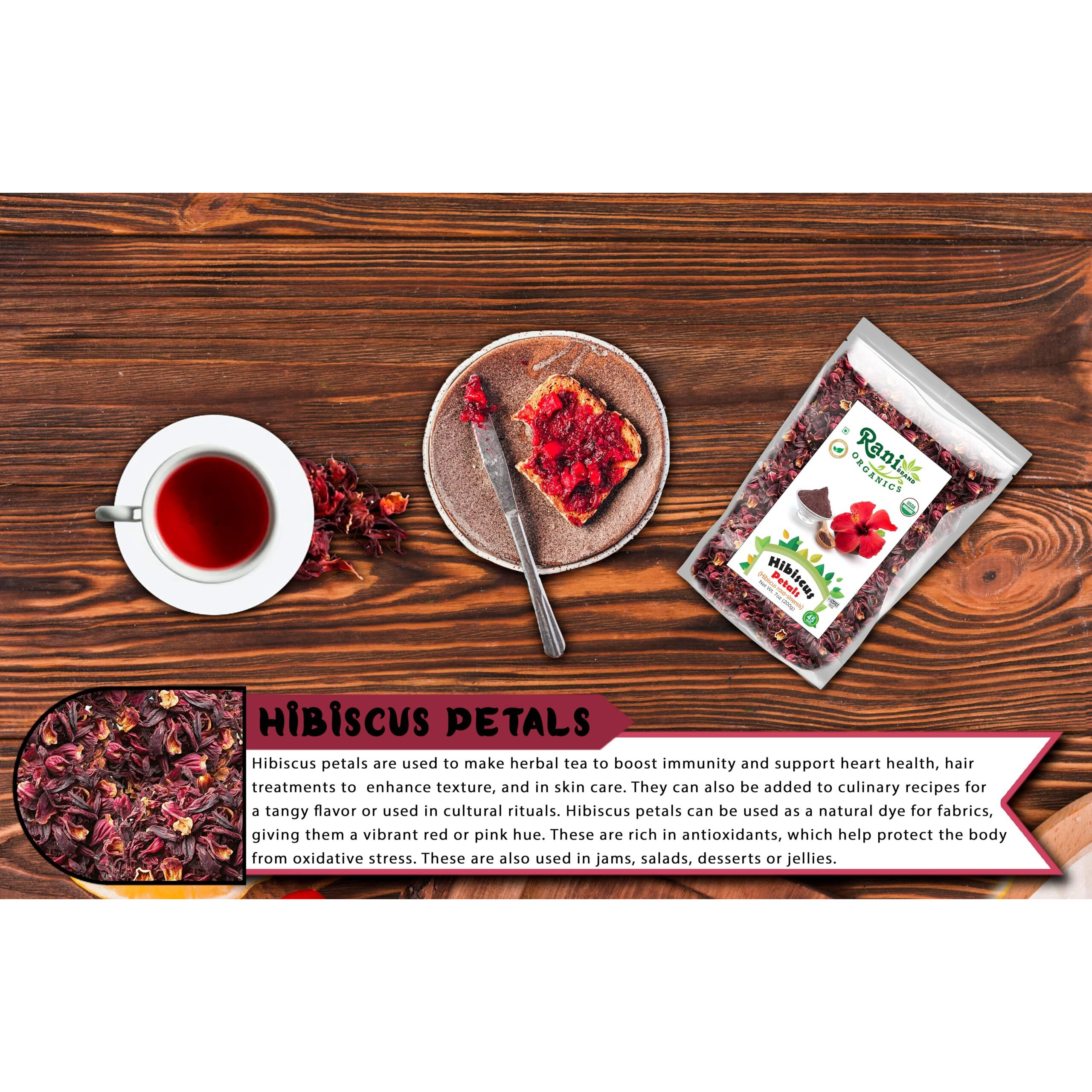 Rani Organic Hibiscus Powder (Hibiscus Rosa-sinensis) 7oz (200g) ~ All Natural, No Color, Gluten Friendly, Vegan, Non-GMO, Kosher, No Salt or fillers, Indian Origin, USDA Organic Certified