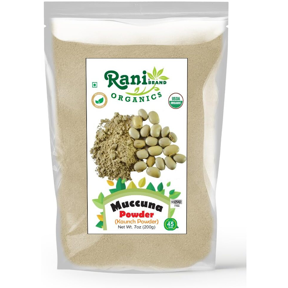 Rani Organic Mucuna Powder (Kaunch Powder) 7oz (200g) ~ All Natural, No Color, Gluten Friendly, Vegan, Non-GMO, Kosher, No Salt or fillers, Indian Origin, USDA Organic Certified