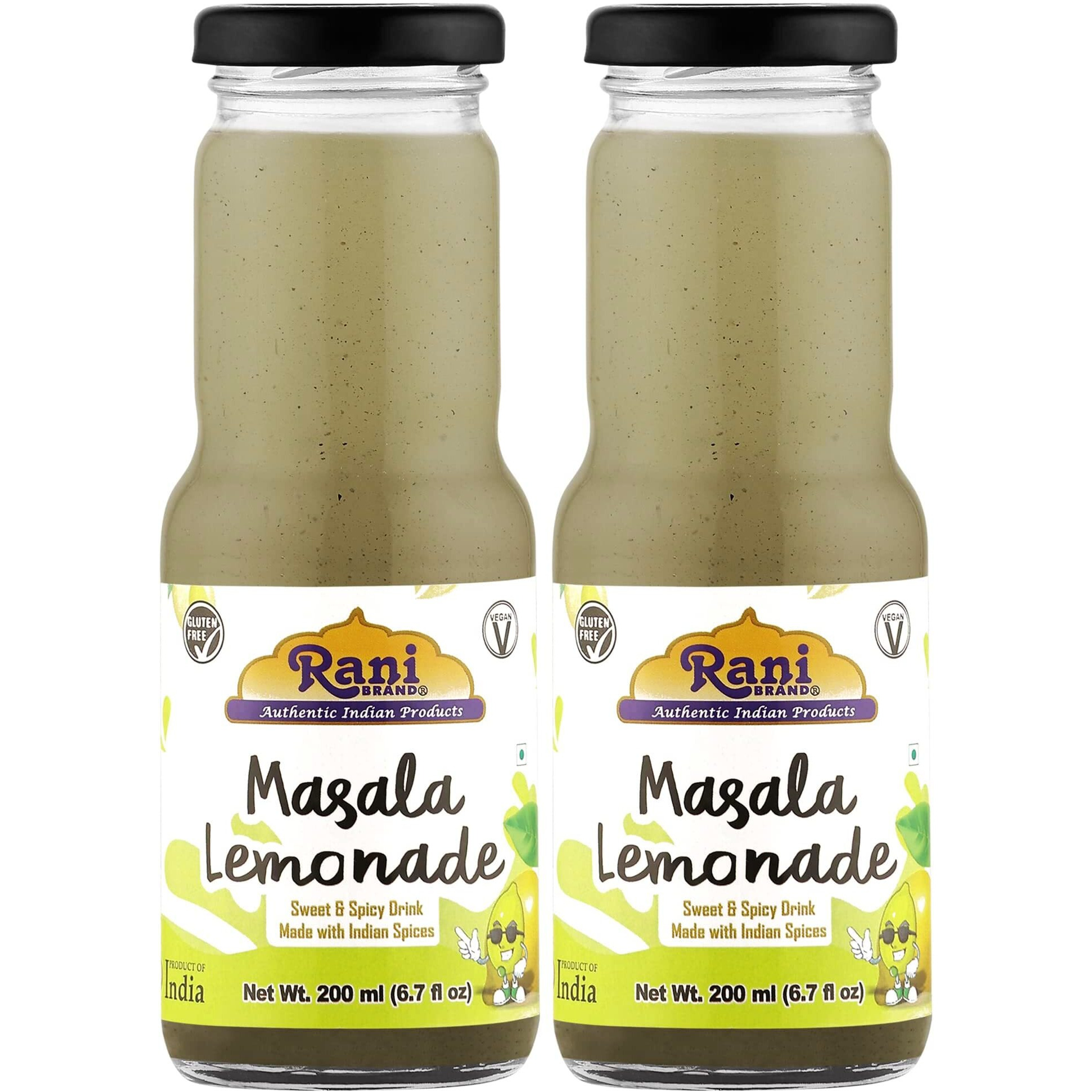 Rani Masala Lemonade 6.7 fl oz (200 ml) Glass Bottle, Pack of 2 ~ Indian Fruit Beverage, Vegan, Gluten Free, NON-GMO, Indian Origin