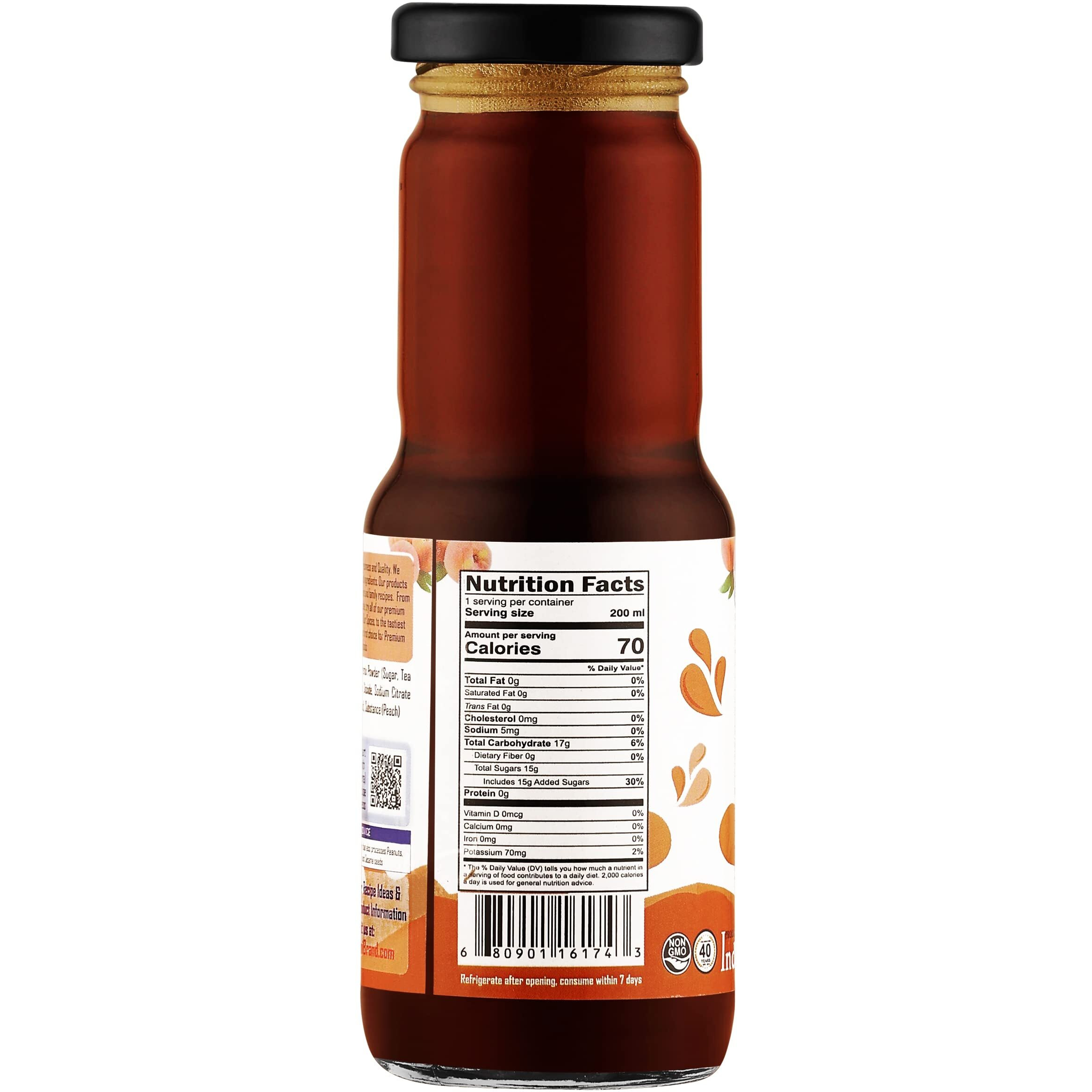Rani Peach Tea 6.7 fl oz (200 ml) Glass Bottle, Pack of 2 ~ Indian Fruit Beverage, Vegan, Gluten Free, NON-GMO, Indian Origin