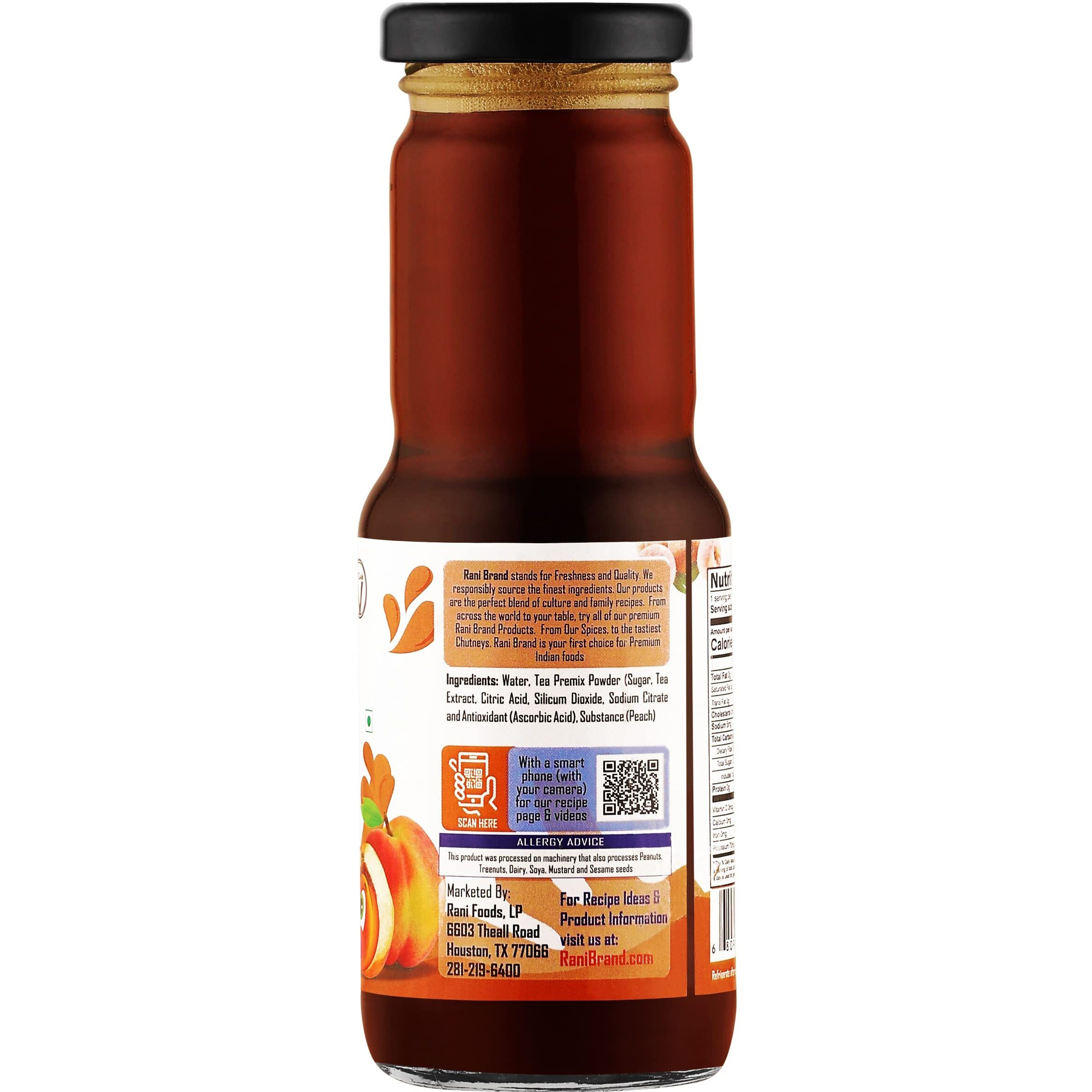 Rani Peach Tea 6.7 fl oz (200 ml) Glass Bottle, Pack of 6 ~ Indian Fruit Beverage, Vegan, Gluten Free, NON-GMO, Indian Origin